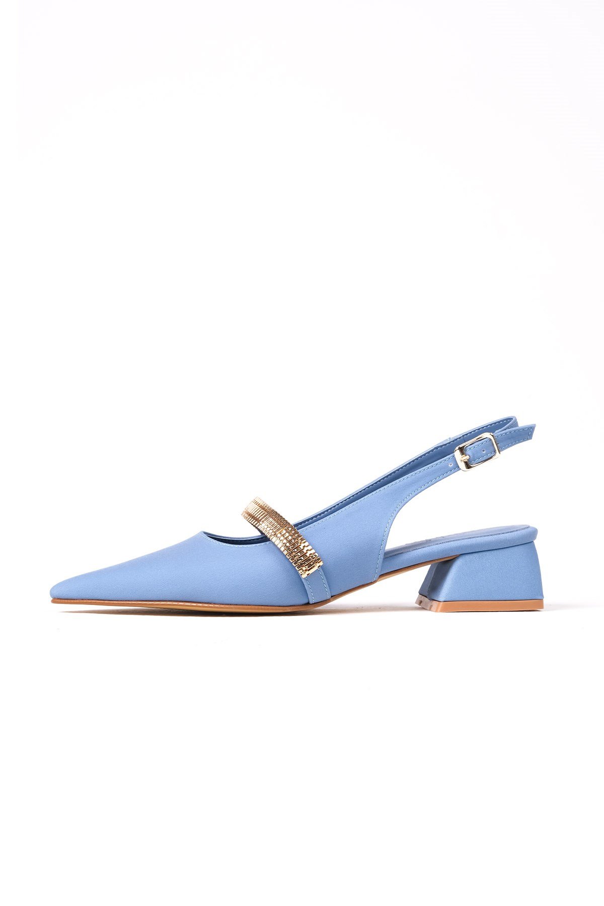 Laura Mavi Renk Kısa Topuklu Ayakkabı-Low Heels-Mio Gusto-01446BUK