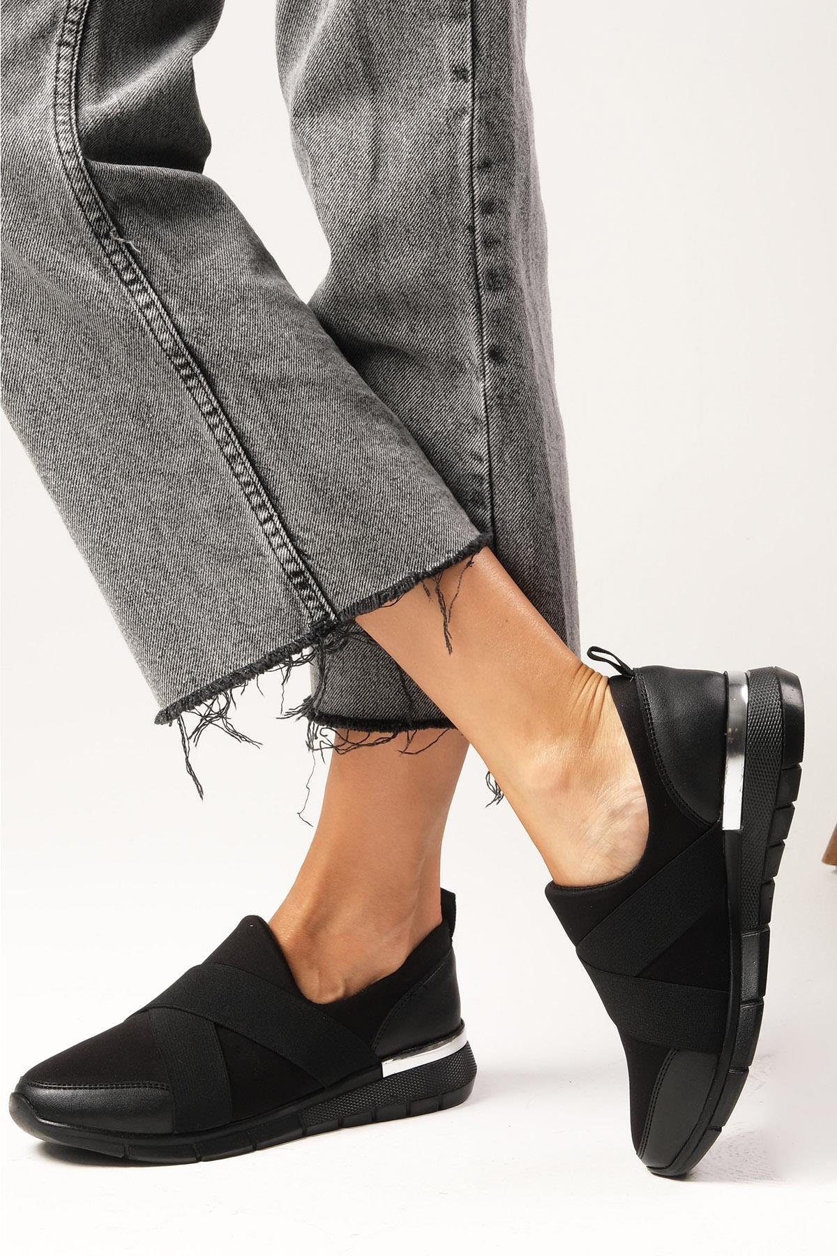 Leni Siyah Renk Likra Sneaker-SPOR-Mio Gusto-05802BLK