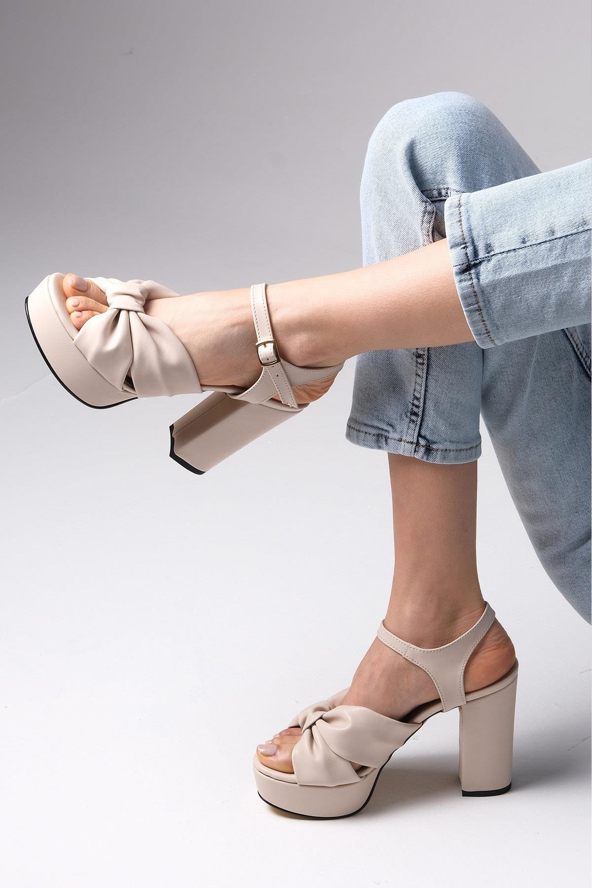 Leonie Bej Renk Platformlu Sandalet-SANDALET-Mio Gusto-02239BEC