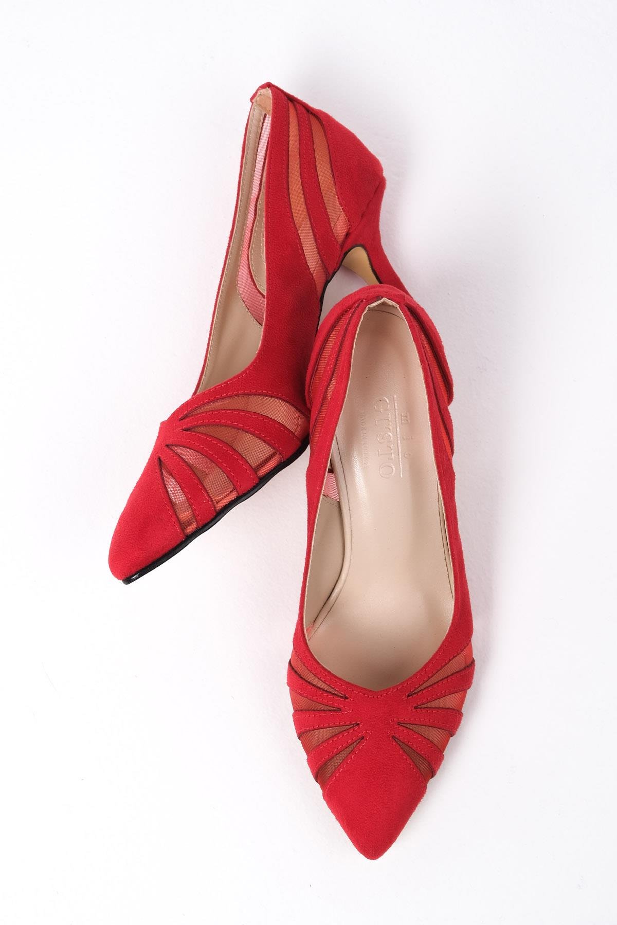 Liana Kırmızı Renk Kısa Topuklu Ayakkabı-Kısa Topuklu-Mio Gusto-02249RES