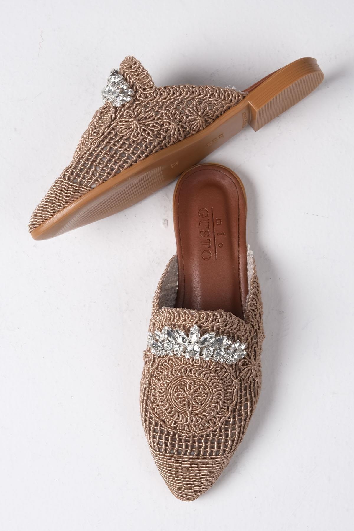 Lisette Vizon Renk Örgü Terlik-TERLİK-Mio Gusto-05616MIK