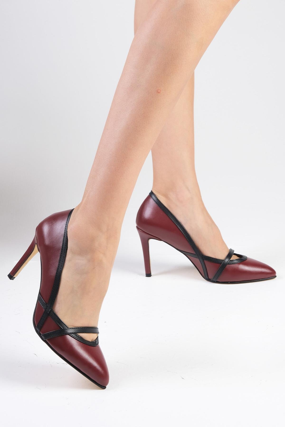 Lucy Bordo Renk Topuklu Ayakkabı-Yüksek Topuklu-Mio Gusto-02153WRC