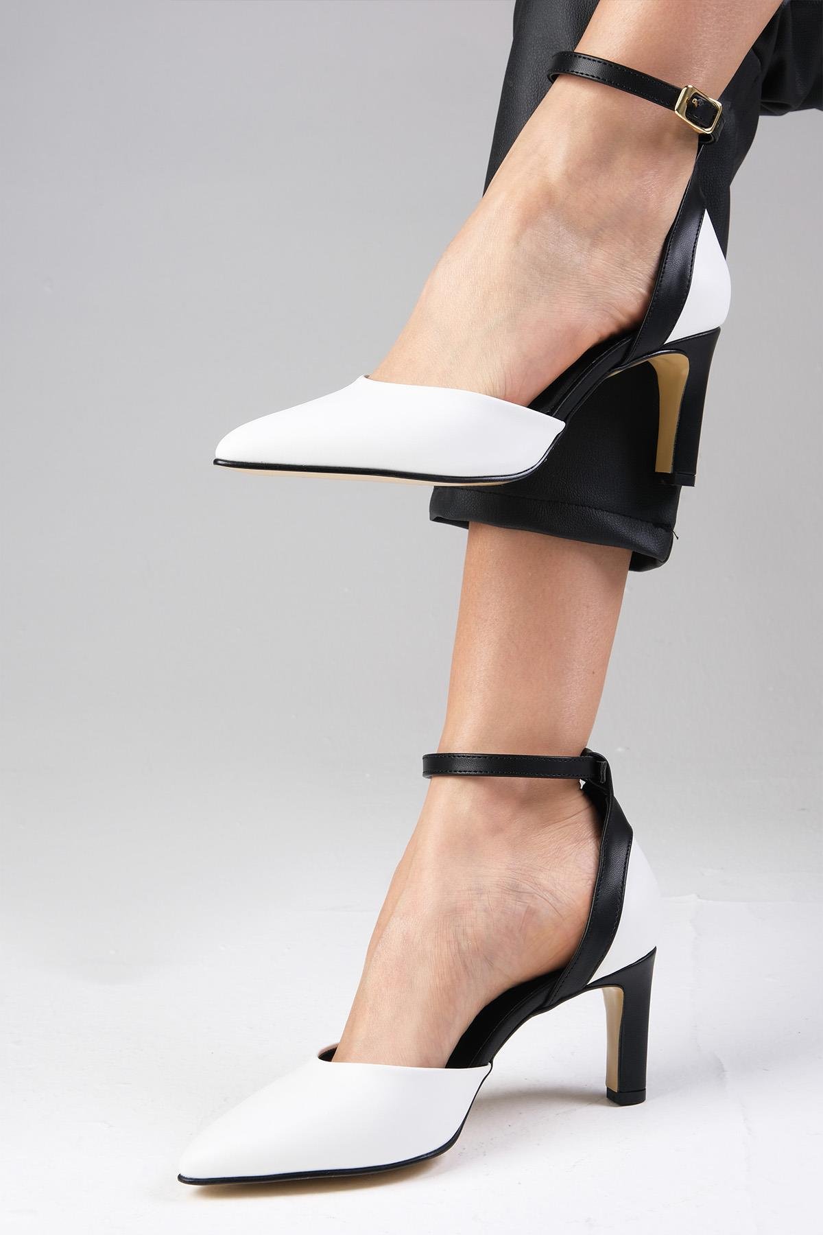 Luna Beyaz Renk Topuklu Ayakkabı-Kısa Topuklu-Mio Gusto-01276WHC