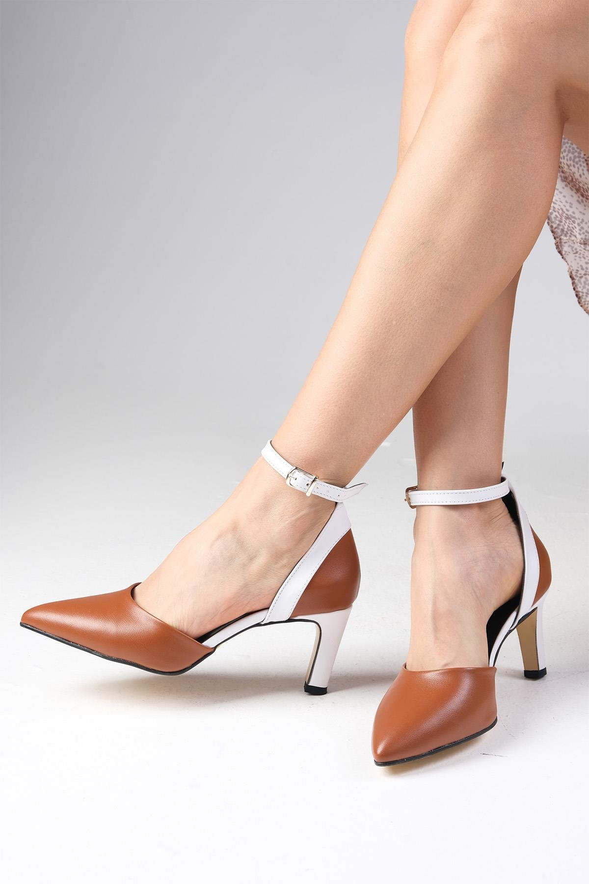 Luna Taba Renk Topuklu Ayakkabı-Kısa Topuklu-Mio Gusto-01276TAC