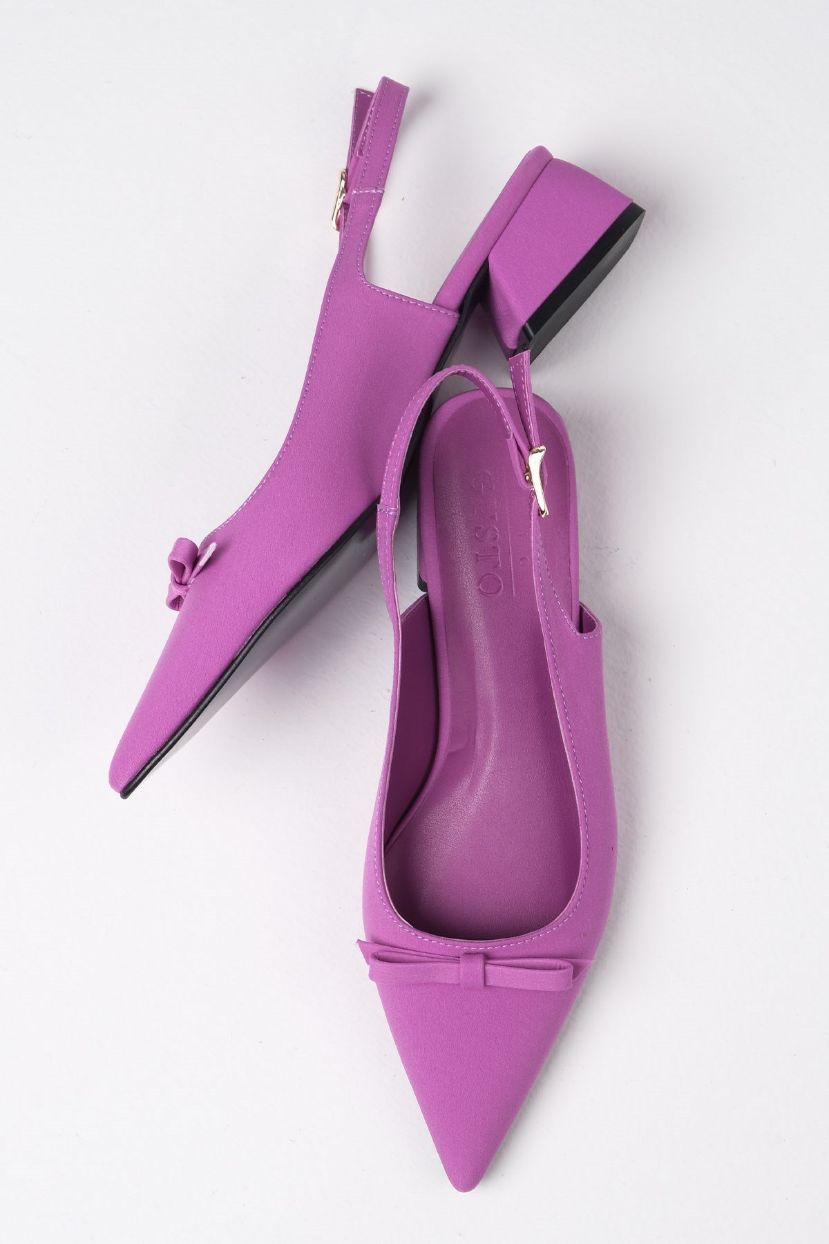 Lynn Mor Renk Kısa Topuklu Ayakkabı-Kısa Topuklu-Mio Gusto-01447PPK