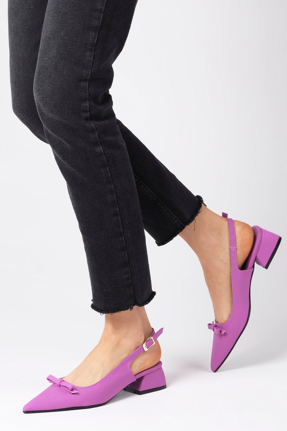 Lynn Mor Renk Kısa Topuklu Ayakkabı-Kısa Topuklu-Mio Gusto-01447PPK