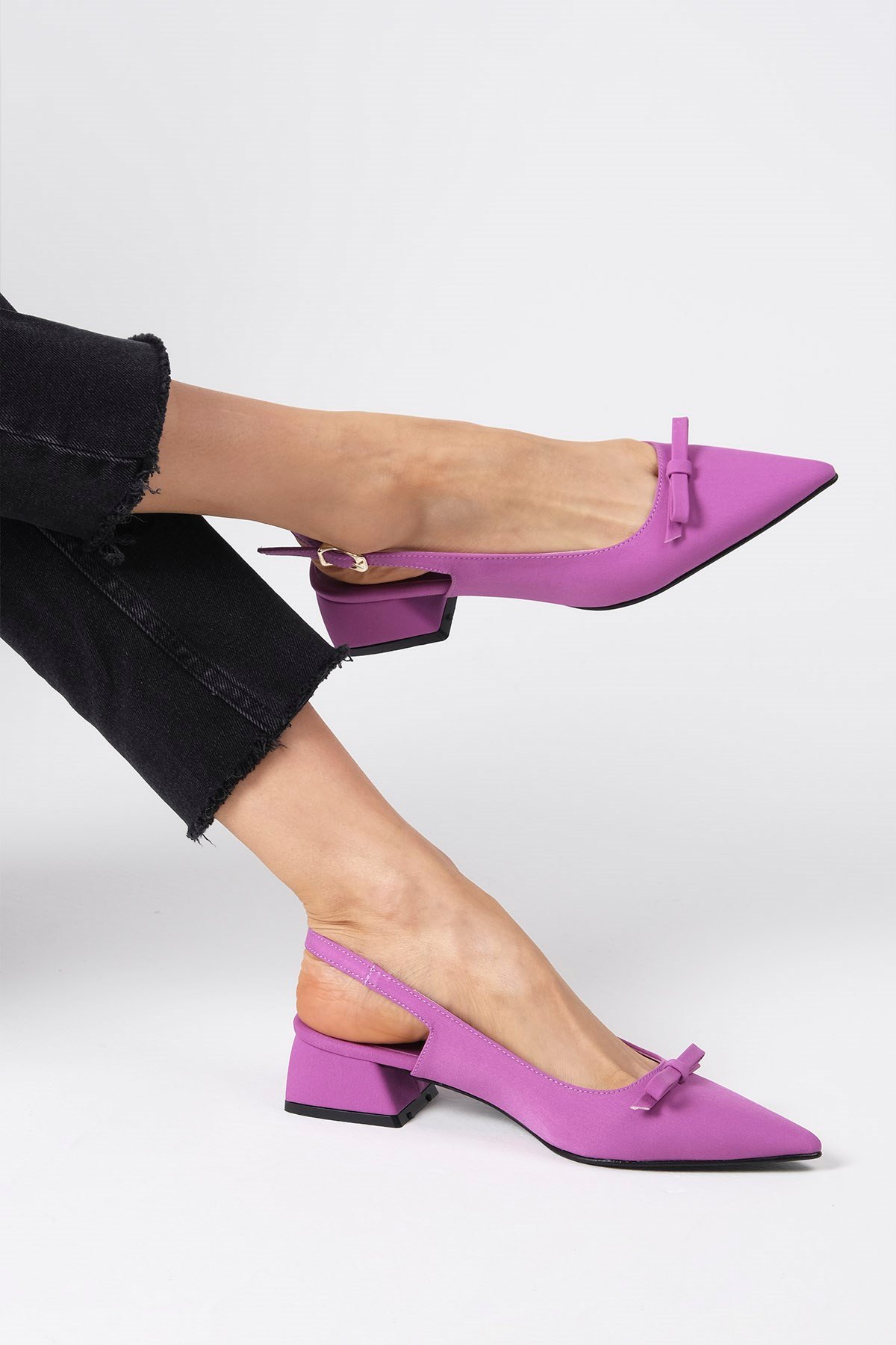 Lynn Mor Renk Kısa Topuklu Ayakkabı-Kısa Topuklu-Mio Gusto-01447PPK