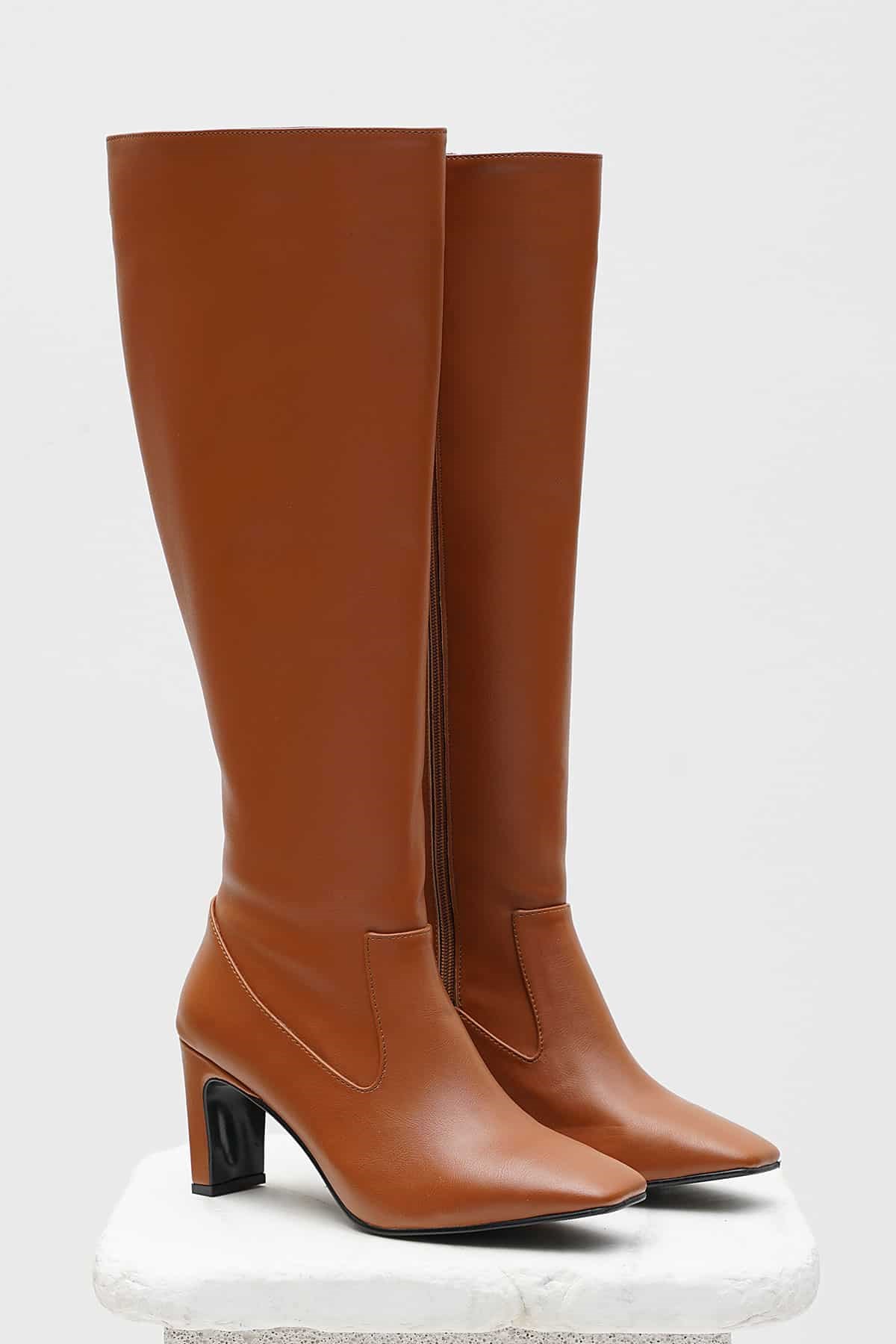 Mariana Taba Küt Burunlu Topuklu Çizme-Сапоги-Mio Gusto-02189TAC