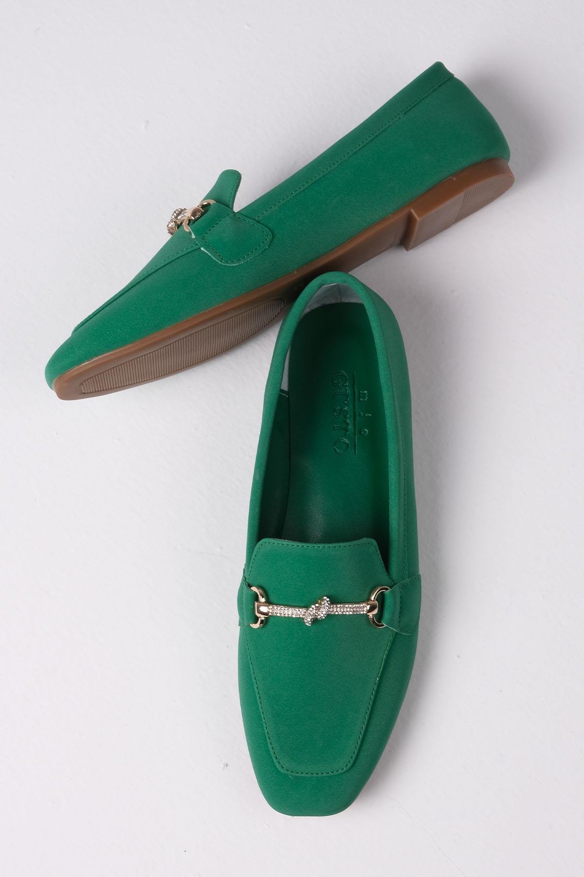 Marisol Yeşil Renk Loafer-DÜZ AYAKKABI-Mio Gusto-05614GNC