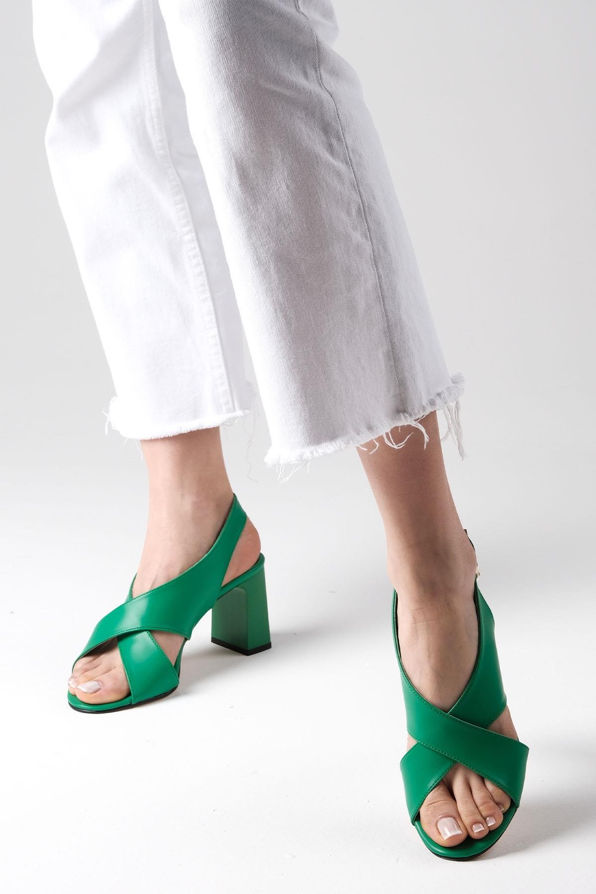 Mia Yeşil Renk Topuklu Sandalet-SANDALET-Mio Gusto-01474GNC