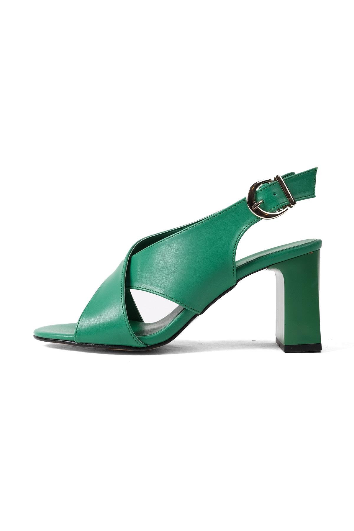 Mia Yeşil Renk Topuklu Sandalet-SANDALET-Mio Gusto-01474GNC