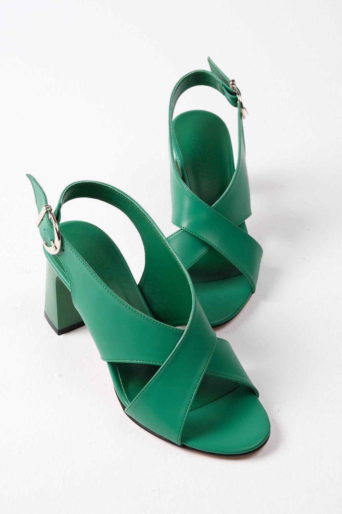 Mia Yeşil Renk Topuklu Sandalet-SANDALET-Mio Gusto-01474GNC