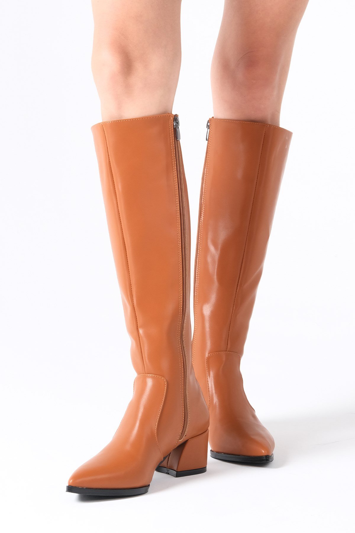 Mila Taba Renk Sivri Burun Çizme-Boots-Mio Gusto-01429TAC