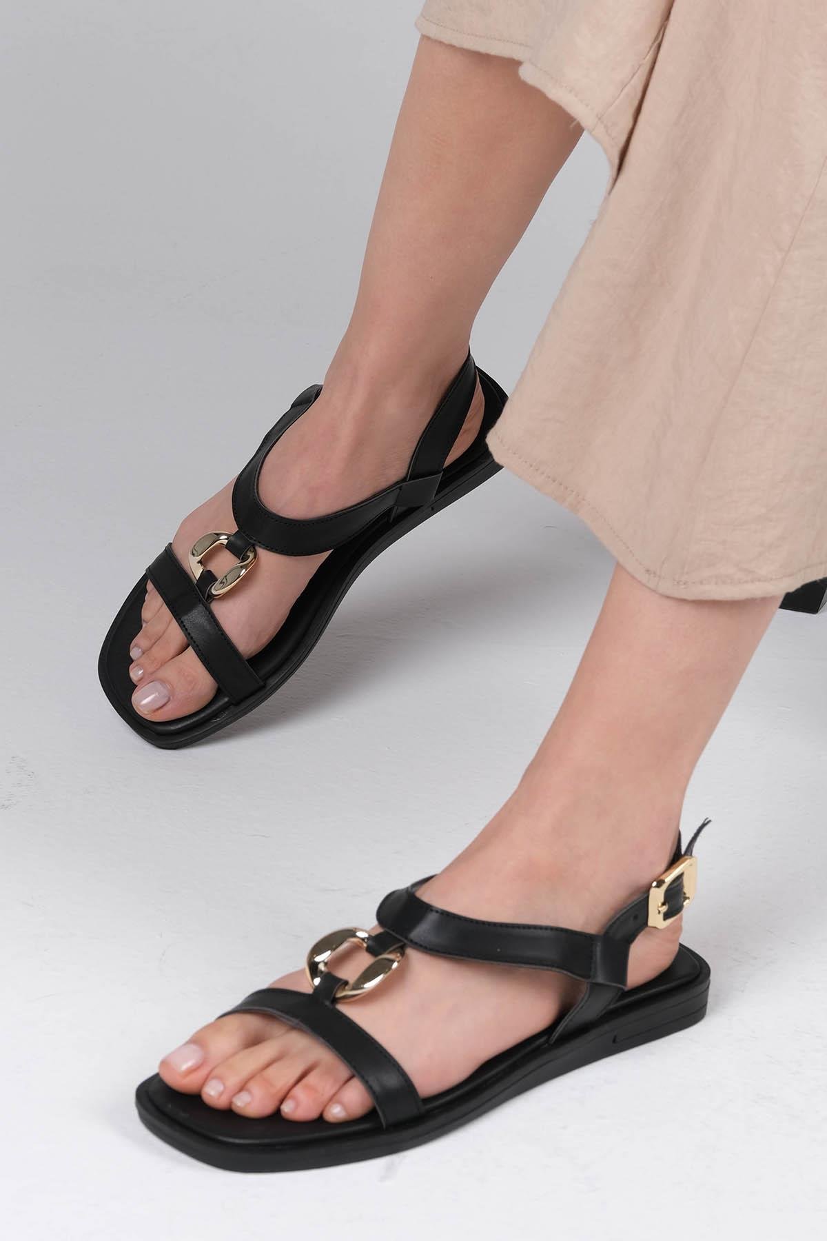 Mio Gusto Allison Kahverengi Düz Kadın Sandalet Modelleri