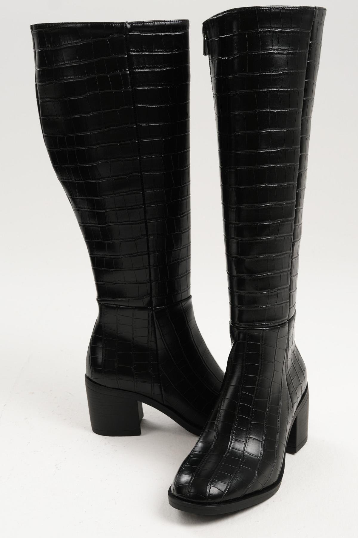 Mio Gusto Bej Renk Fermuarlı Kalın Topuklu Çizme Kadın Ayakkabı Modelleri