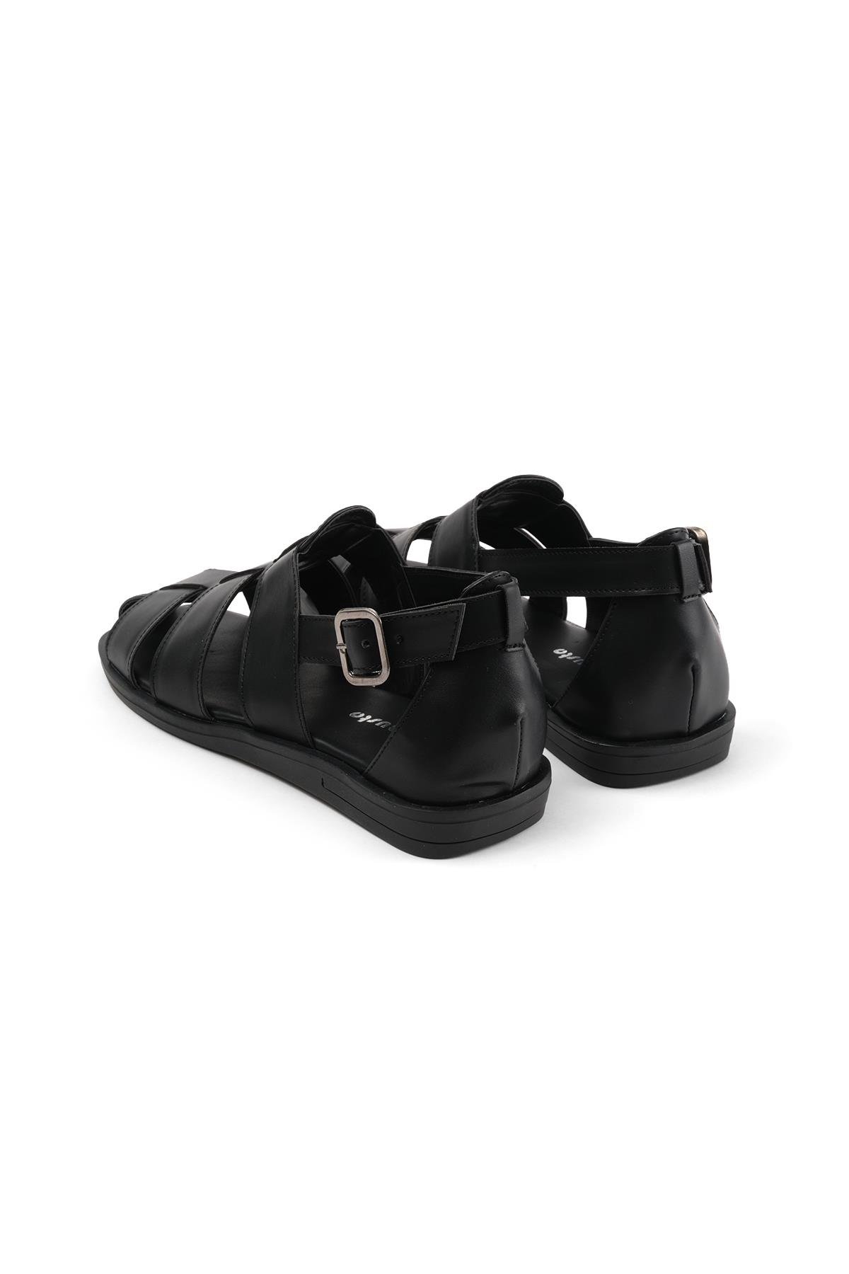 Mio Gusto Allison Siyah Renk Düz Kadın Sandalet Modelleri
