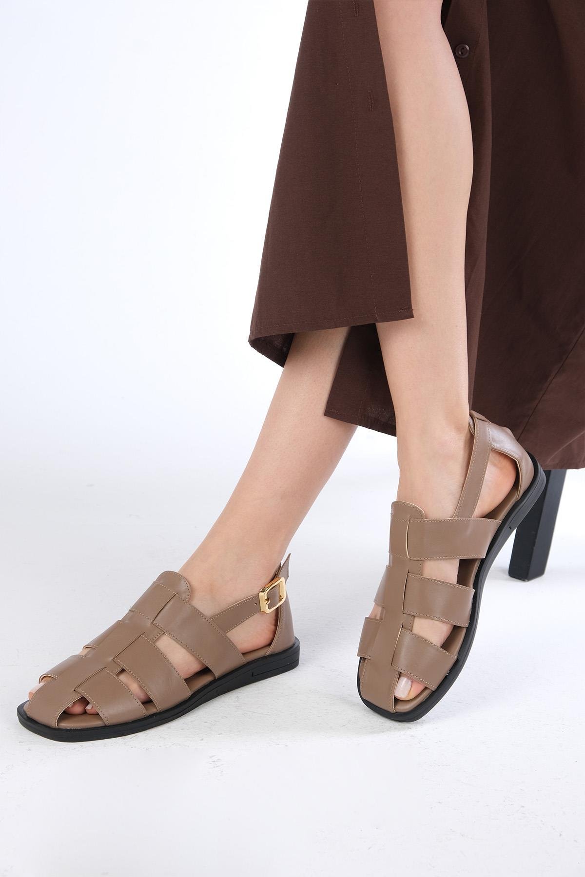 Mio Gusto Allison Vizon Renk Düz Kadın Sandalet Modelleri