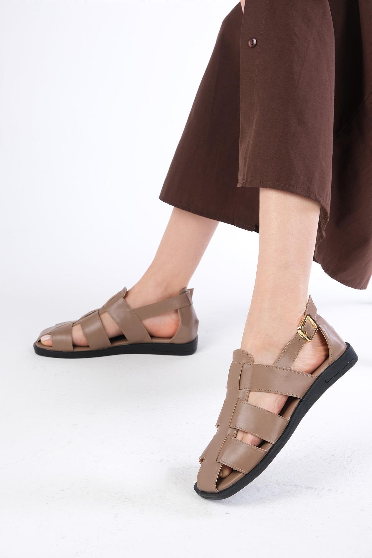 Mio Gusto Allison Vizon Renk Düz Kadın Sandalet Modelleri