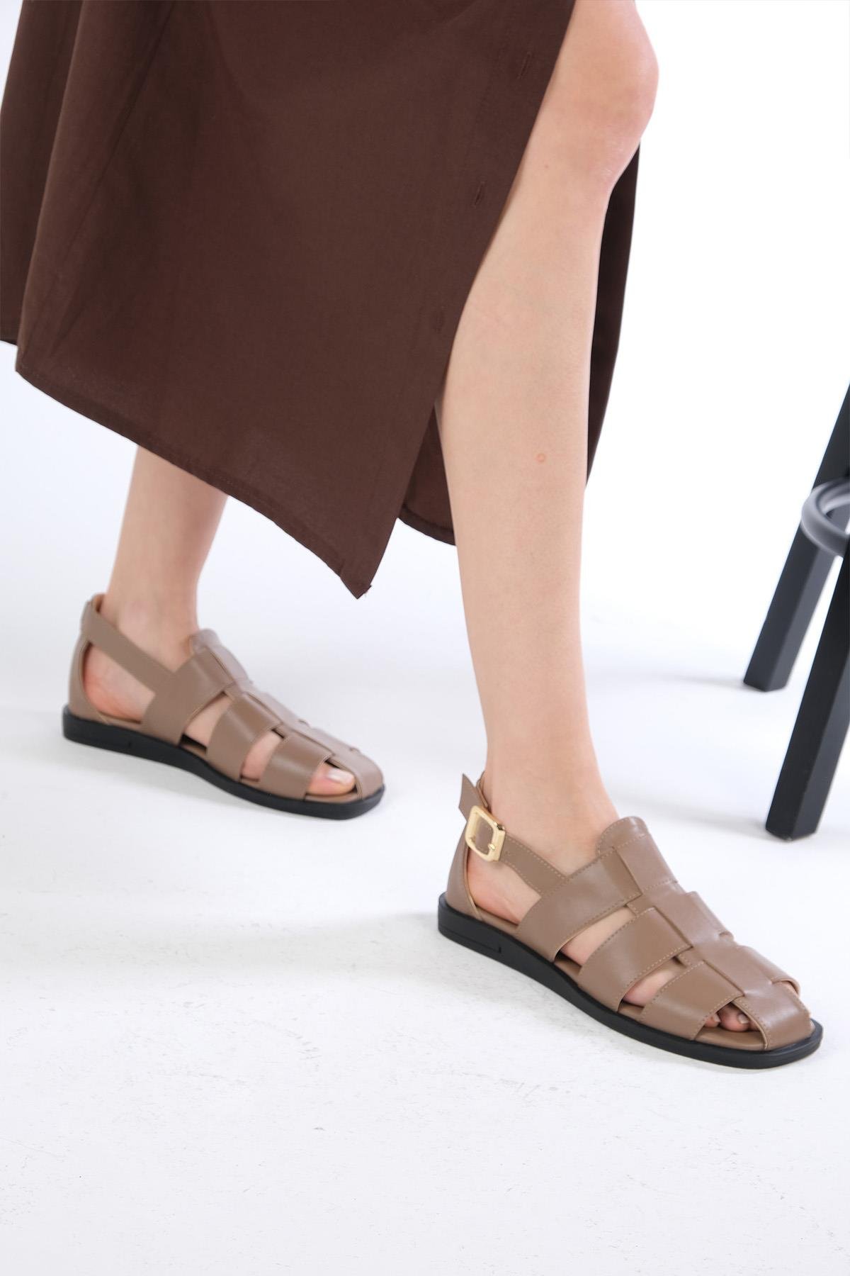 Mio Gusto Allison Vizon Renk Düz Kadın Sandalet Modelleri