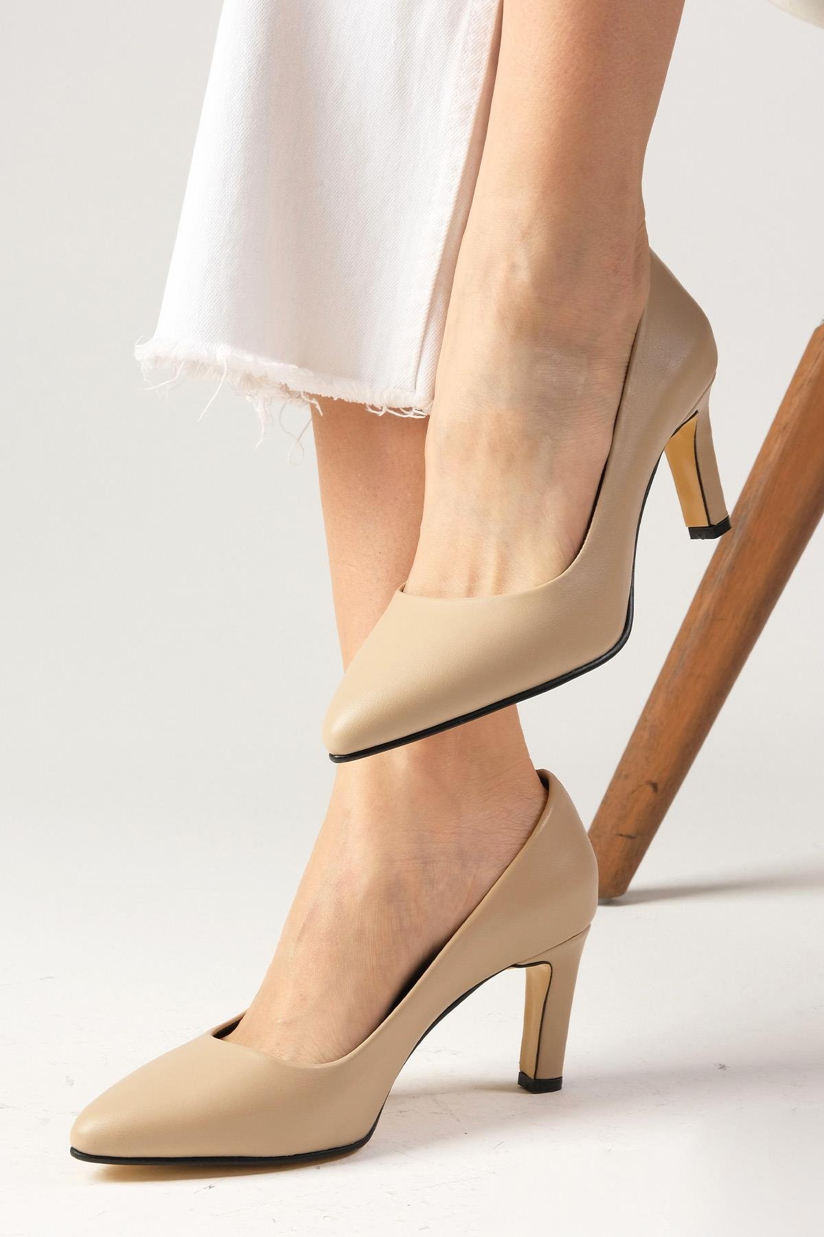 Mio Gusto Hakiki Deri Siyah Stiletto