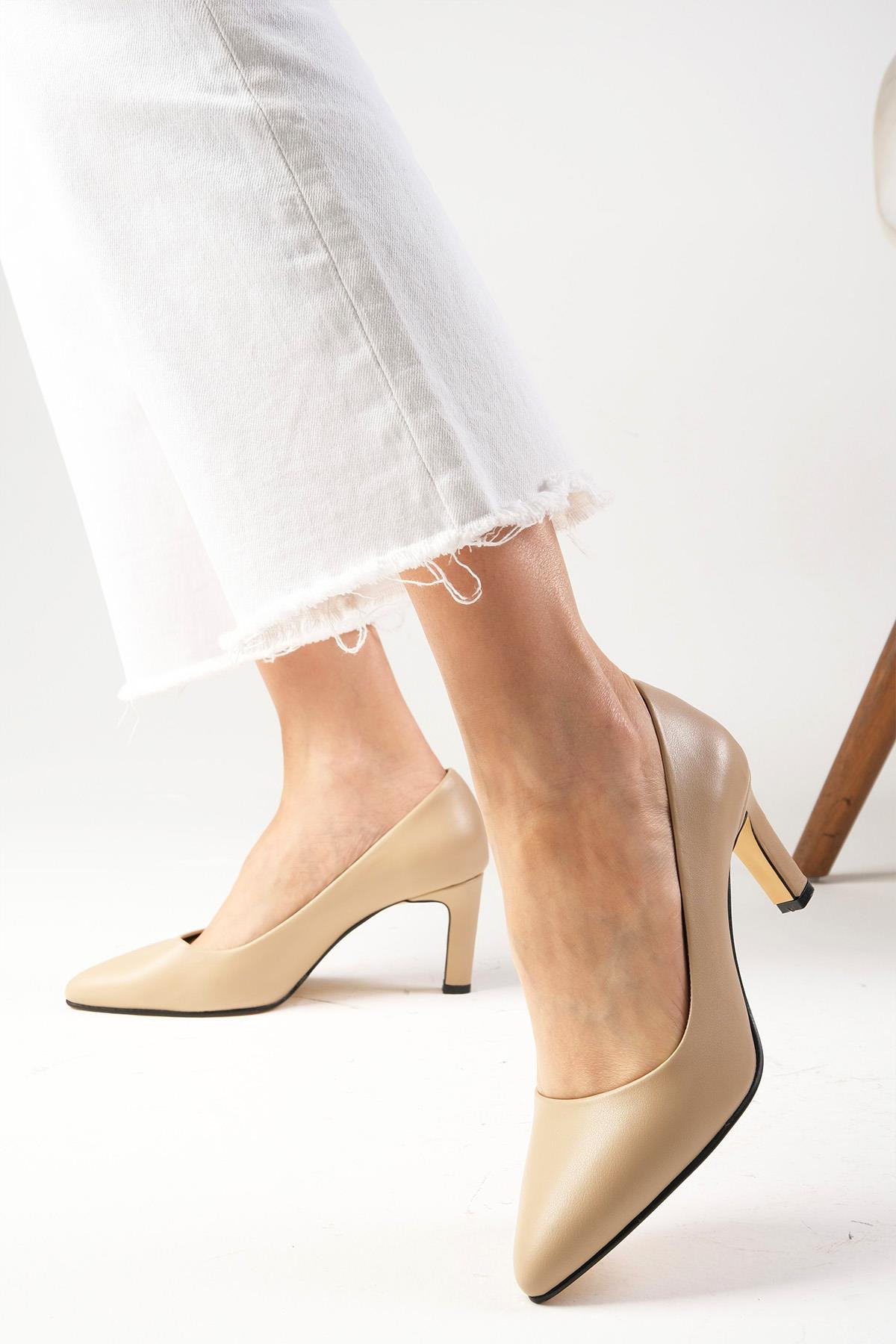 Mio Gusto Hakiki Deri Siyah Stiletto