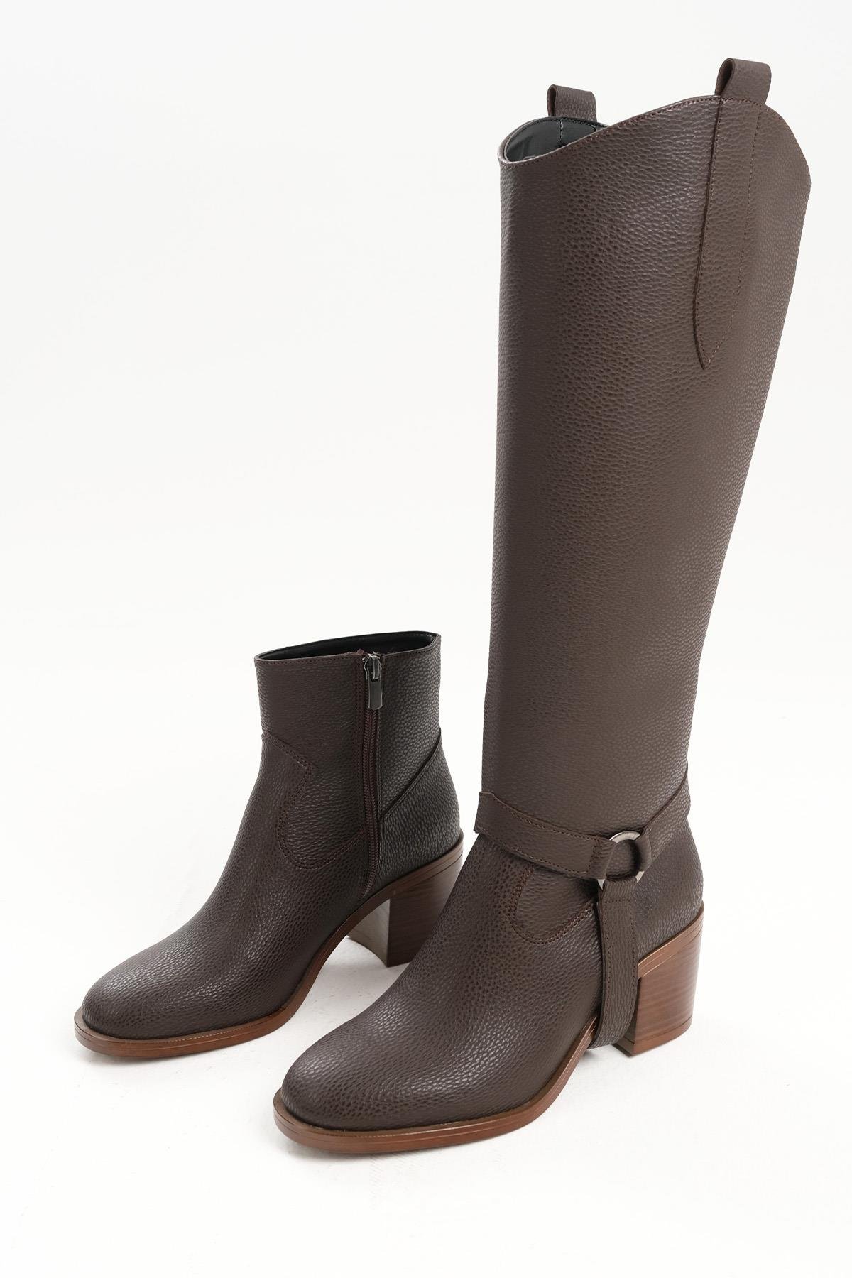 Kadın Bej  Çizme & Bot – 2’si 1 Arada Dönüşebilir Tasarım