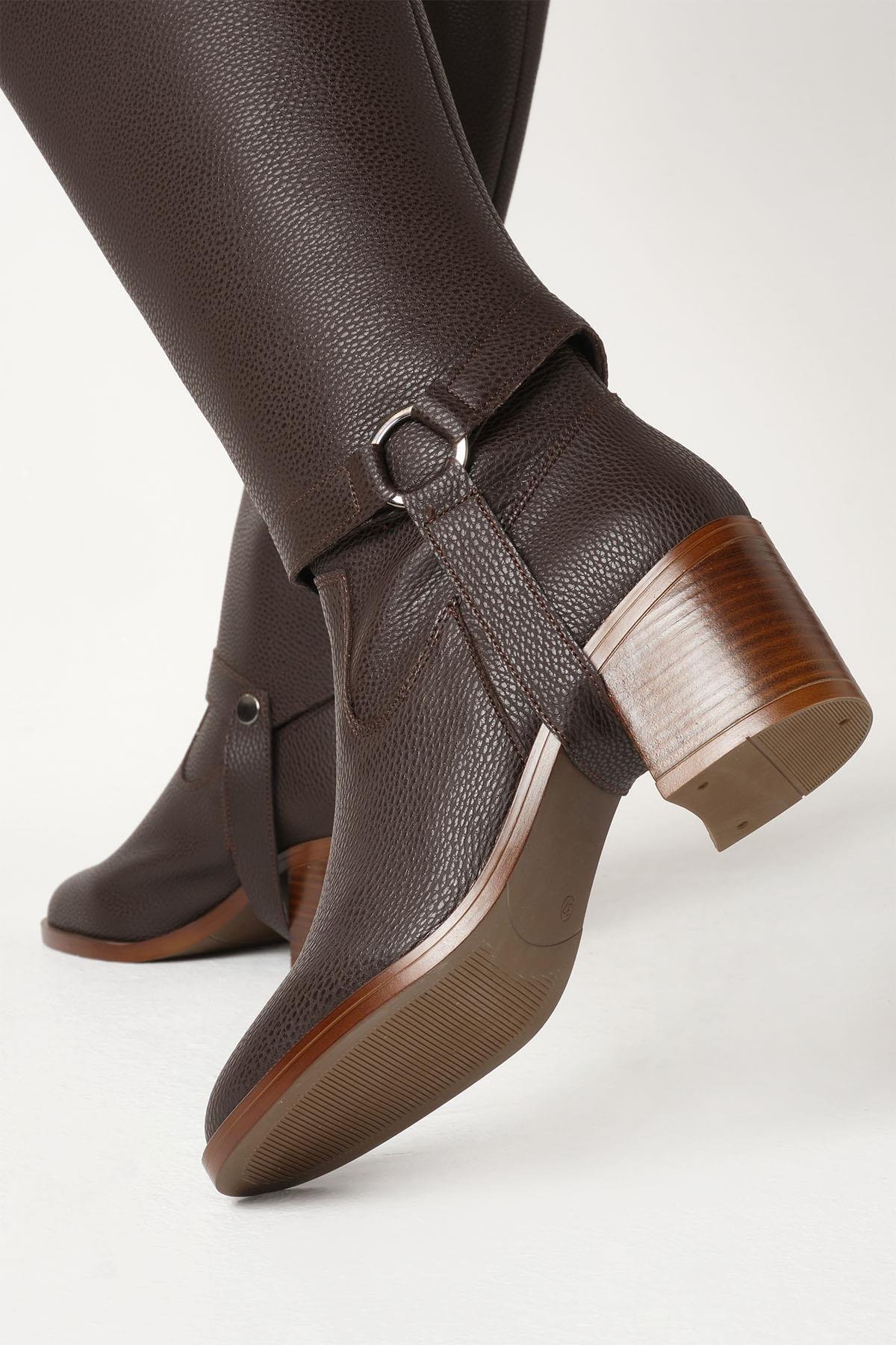 Kadın Bej  Çizme & Bot – 2’si 1 Arada Dönüşebilir Tasarım