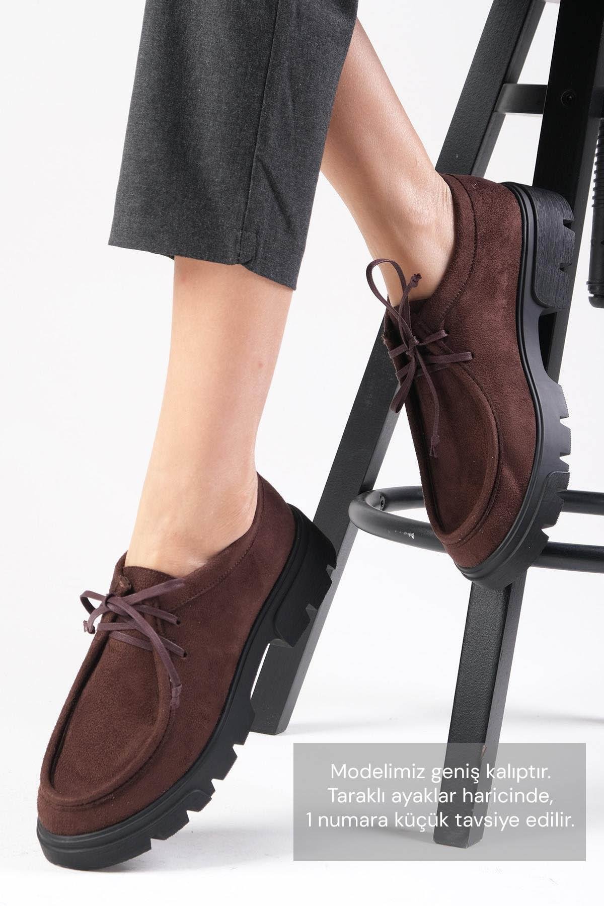 Mio Gusto Siyah Renk Kalın Tabanlı Oxford Ayakkabı