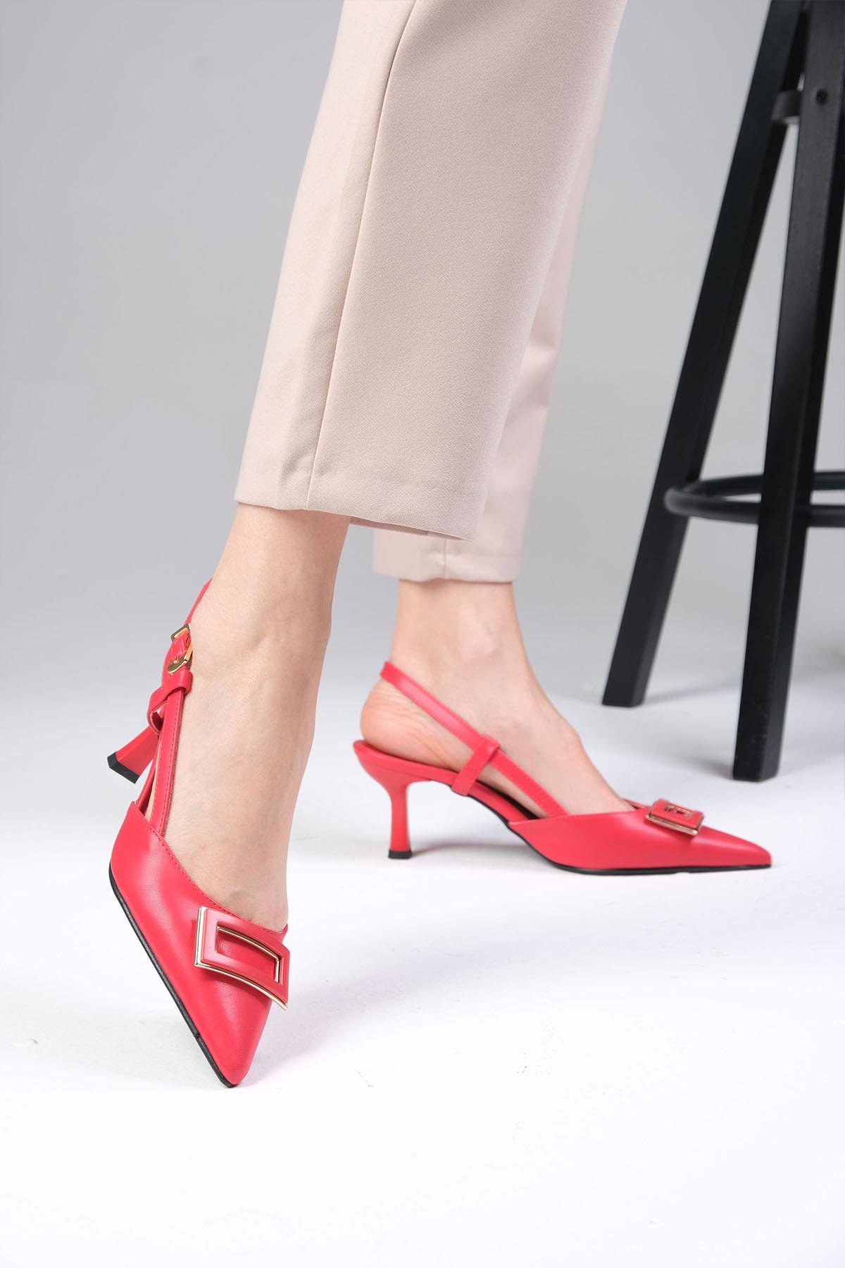 Mio Gusto Zelda Mor Renk Kadın Topuklu Ayakkabı Modelleri