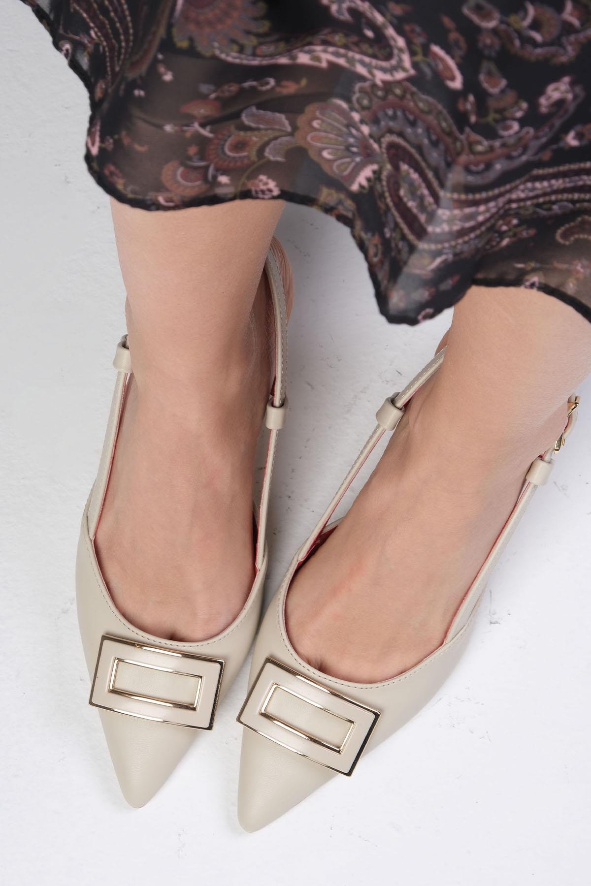 Mio Gusto Larisa Ten Renk Kadın Topuklu Ayakkabı Modelleri