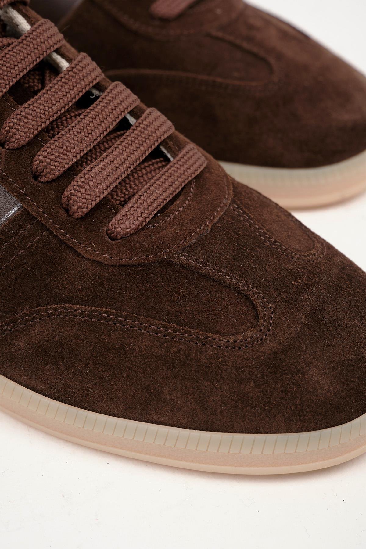 Mio Gusto Nicole Hakiki Süet Kahverengi Kadın Spor Ayakkabı Modelleri