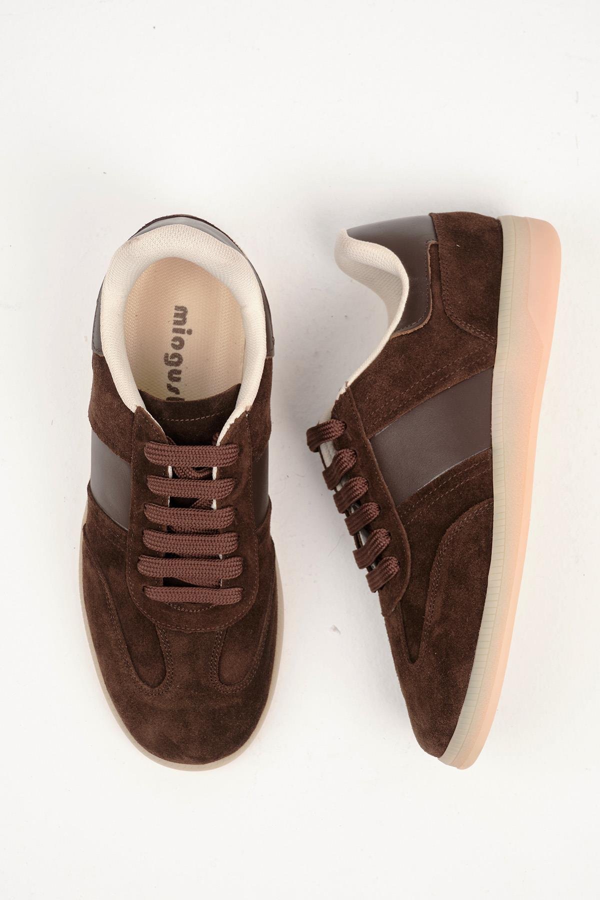 Mio Gusto Nicole Hakiki Süet Kahverengi Kadın Spor Ayakkabı Modelleri