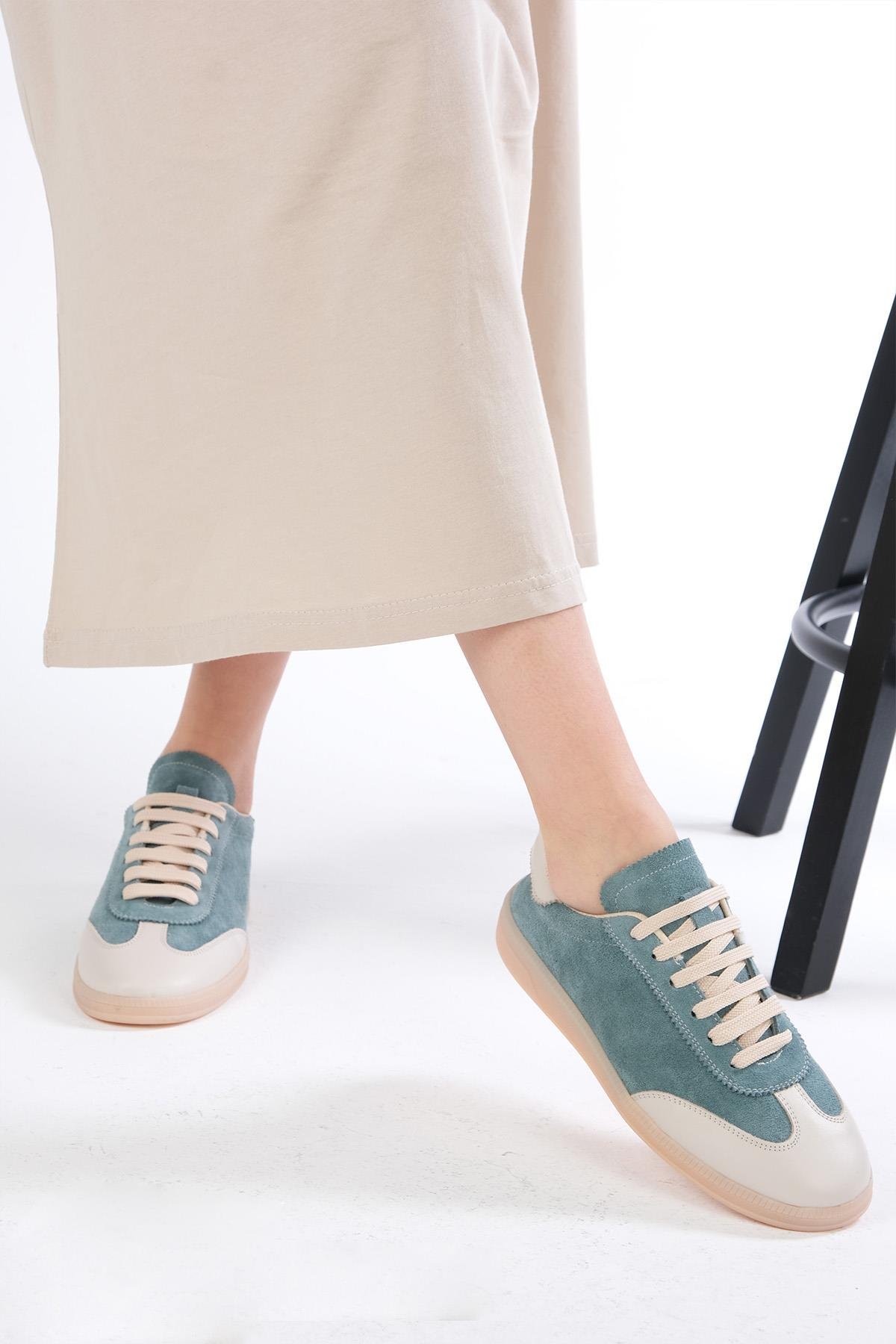 Mio Gusto Nikita Hakiki Süet Petrol Yeşili Kadın Spor Ayakkabı Modelleri