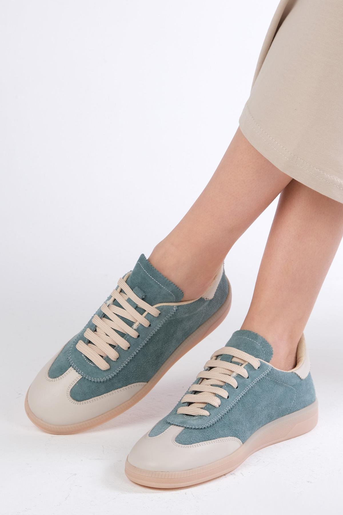 Mio Gusto Nikita Hakiki Süet Petrol Yeşili Kadın Spor Ayakkabı Modelleri