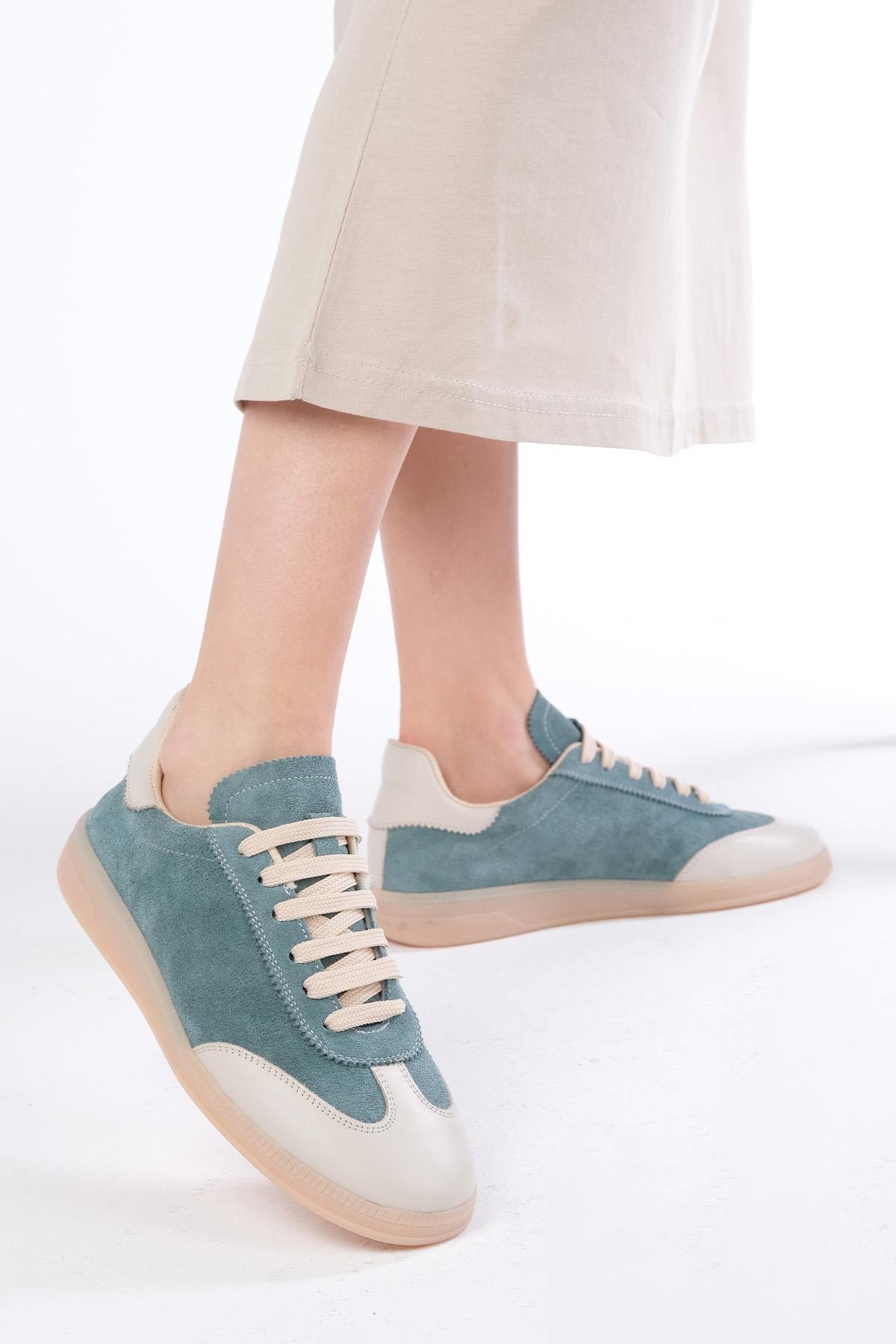 Mio Gusto Nikita Hakiki Süet Petrol Yeşili Kadın Spor Ayakkabı Modelleri