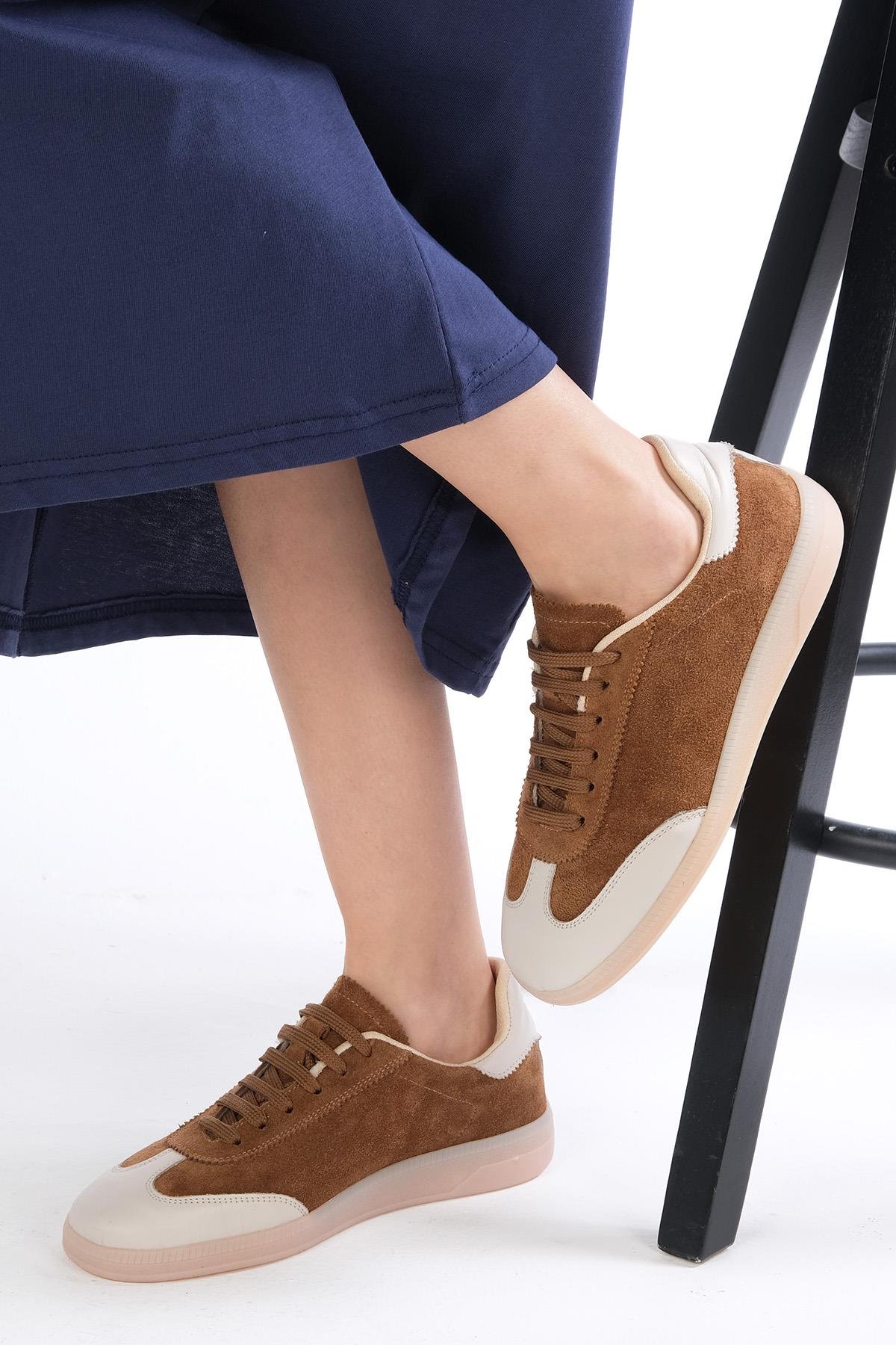 Mio Gusto Nikita Hakiki Süet Taba Renk Kadın Spor Ayakkabı Modelleri