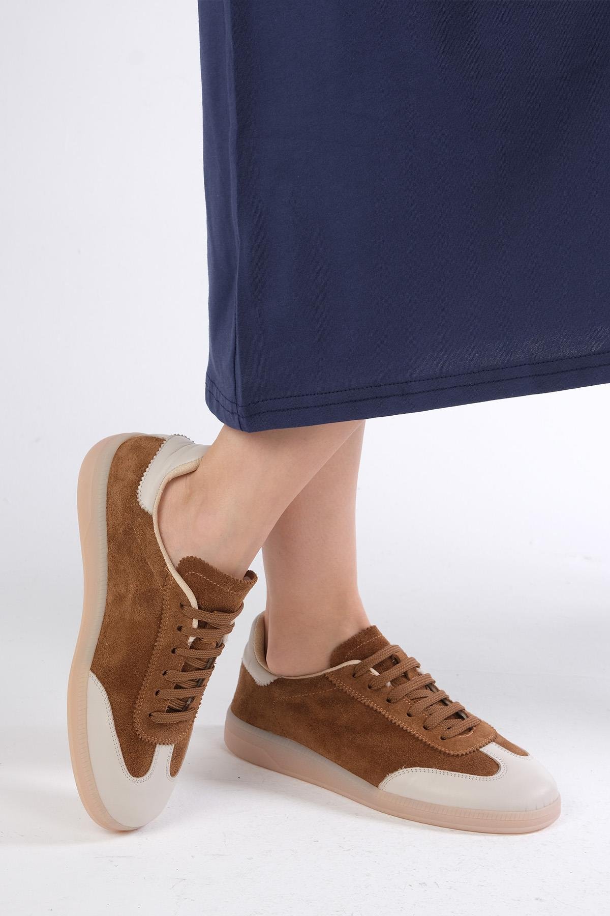 Mio Gusto Nikita Hakiki Süet Taba Renk Kadın Spor Ayakkabı Modelleri