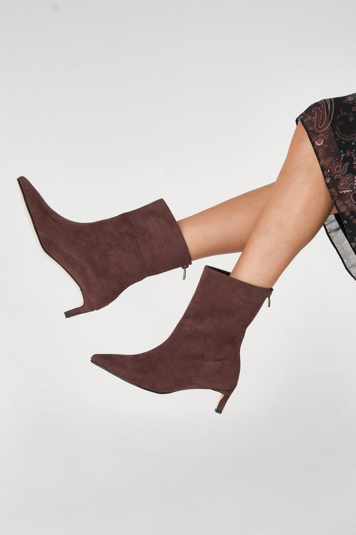 Mio Gusto Sheena Taba Renk İnce Topuklu Kadın Bot