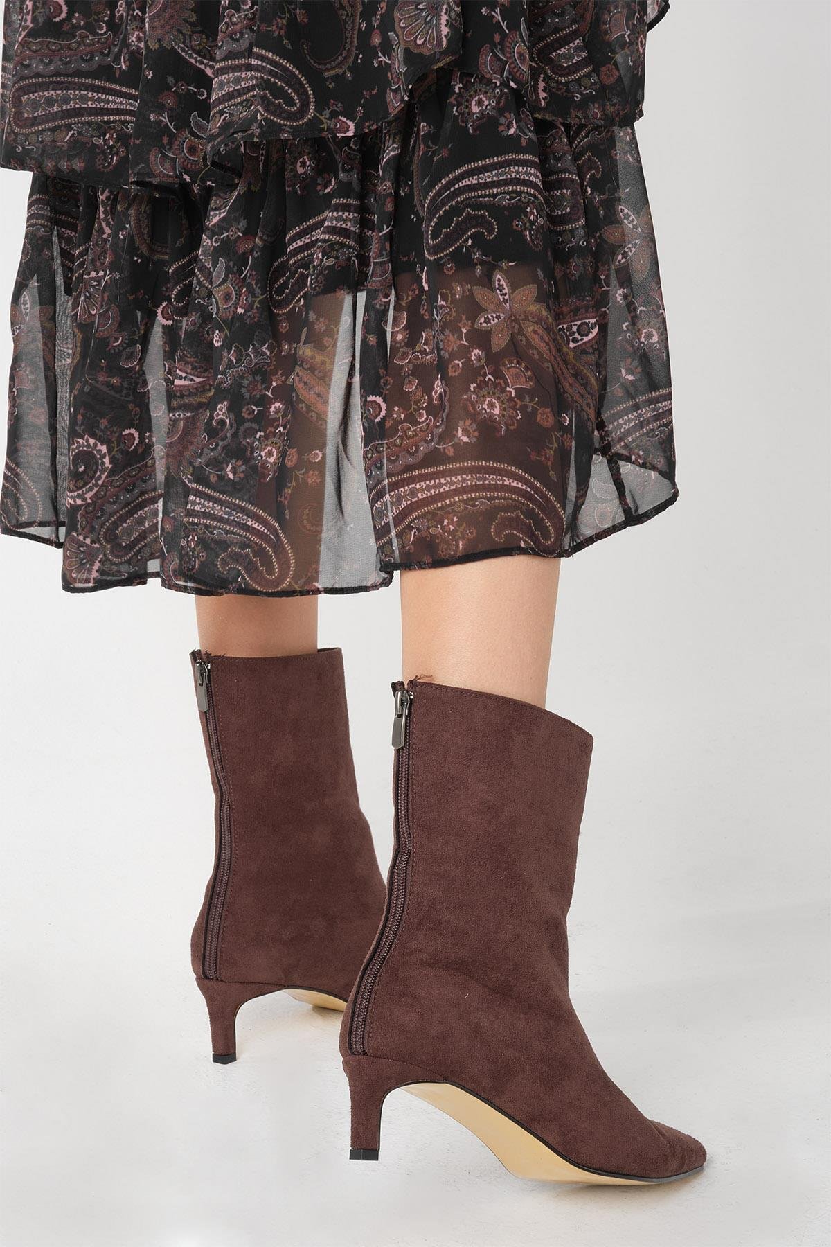 Mio Gusto Sheena Taba Renk İnce Topuklu Kadın Bot