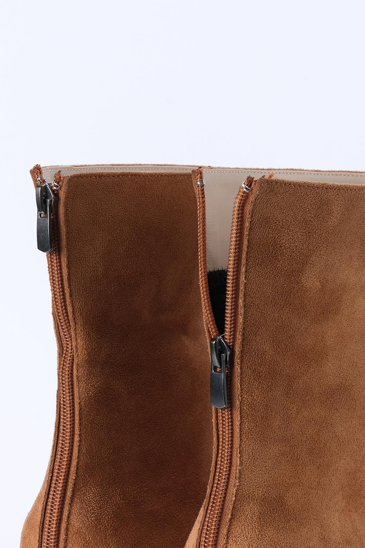 Mio Gusto Sheena Taba Renk İnce Topuklu Kadın Bot