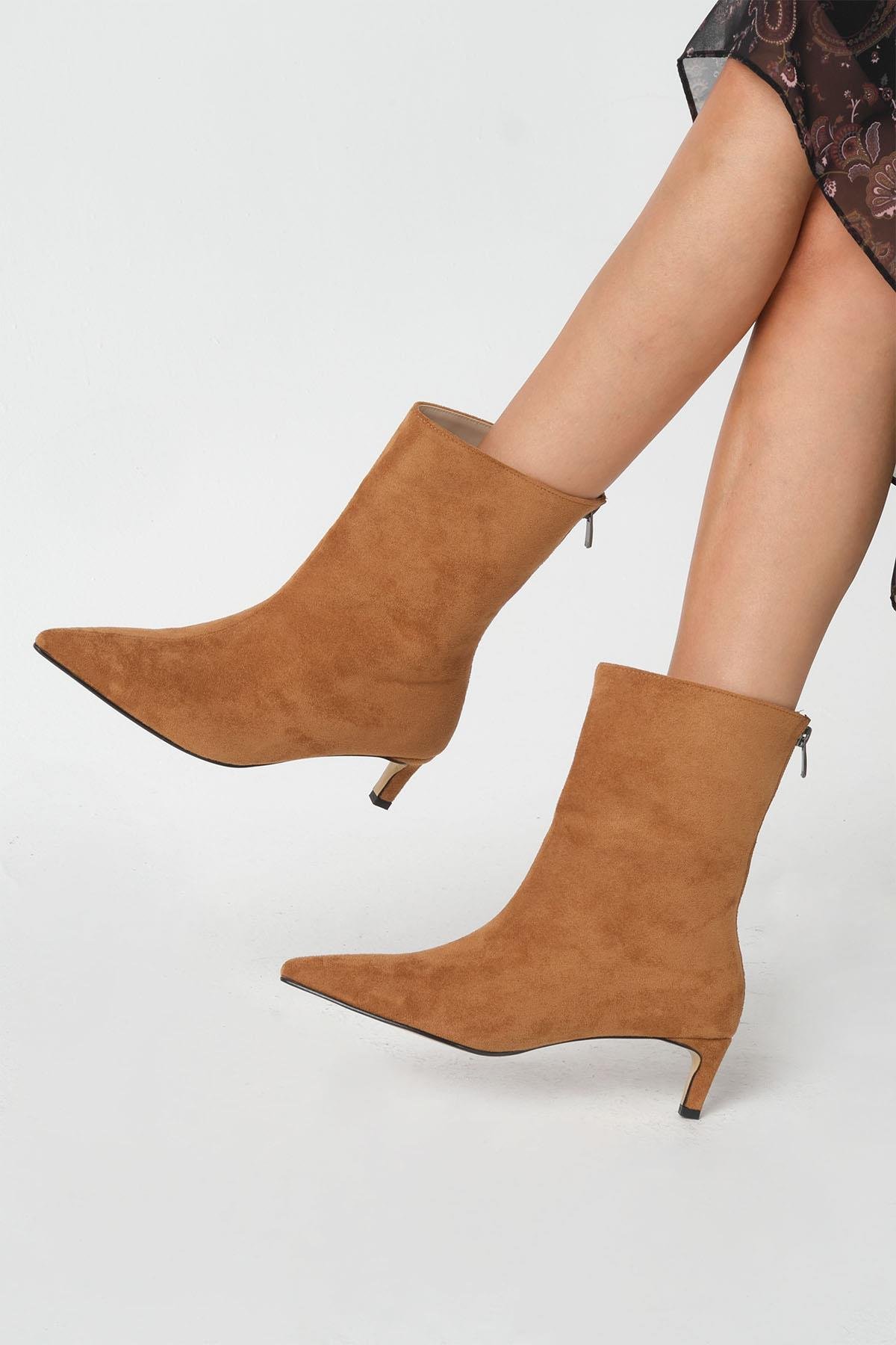 Mio Gusto Sheena Taba Renk İnce Topuklu Kadın Bot