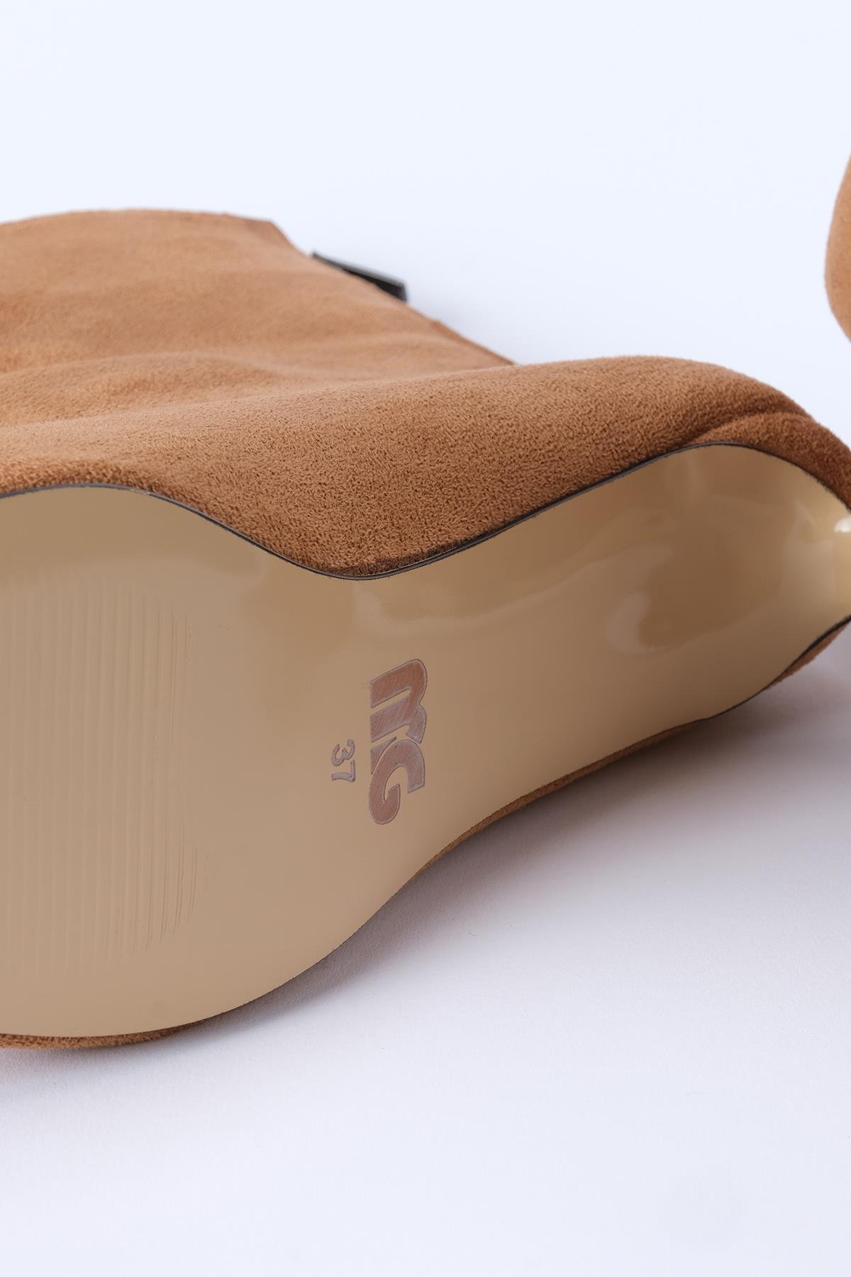 Mio Gusto Sheena Taba Renk İnce Topuklu Kadın Bot