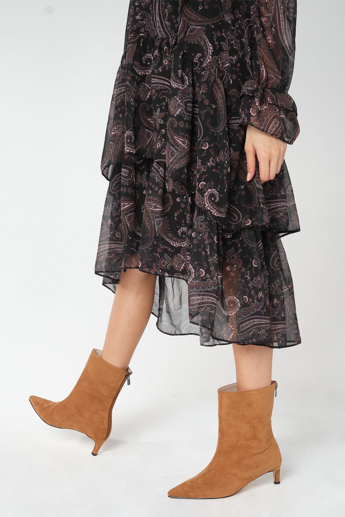 Mio Gusto Sheena Taba Renk İnce Topuklu Kadın Bot