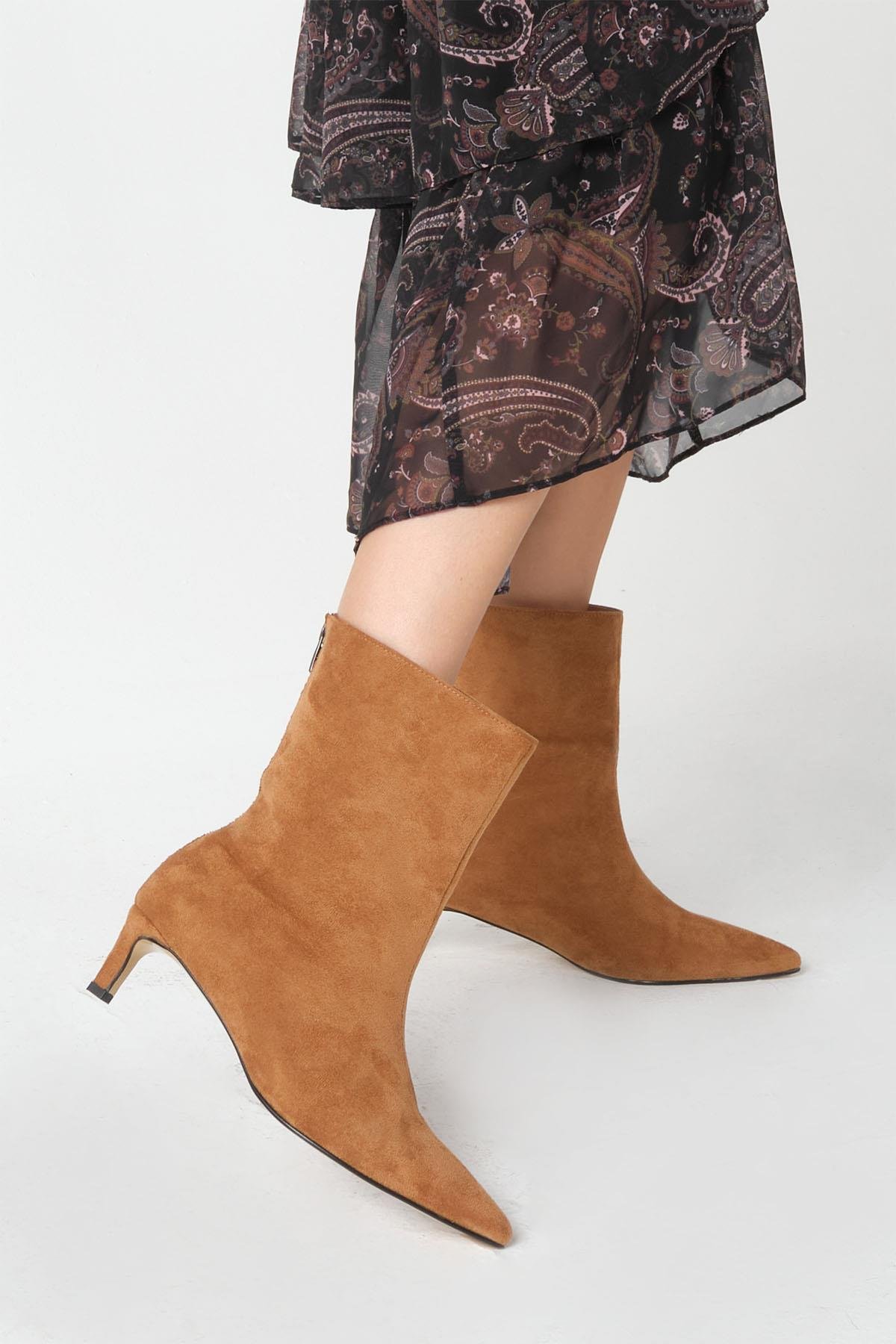 Mio Gusto Sheena Taba Renk İnce Topuklu Kadın Bot