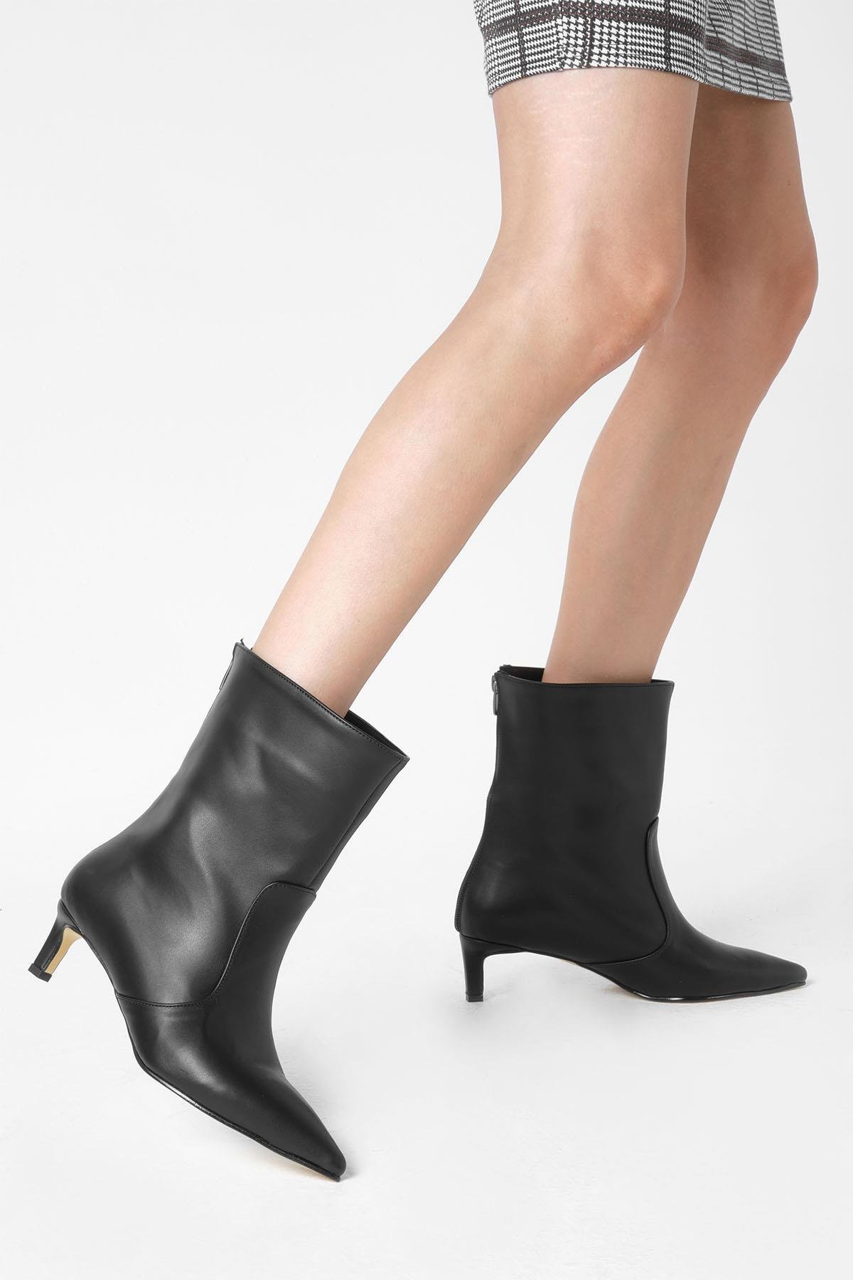 Mio Gusto Kahverengi Croco Detaylı İnce Topuklu Bot