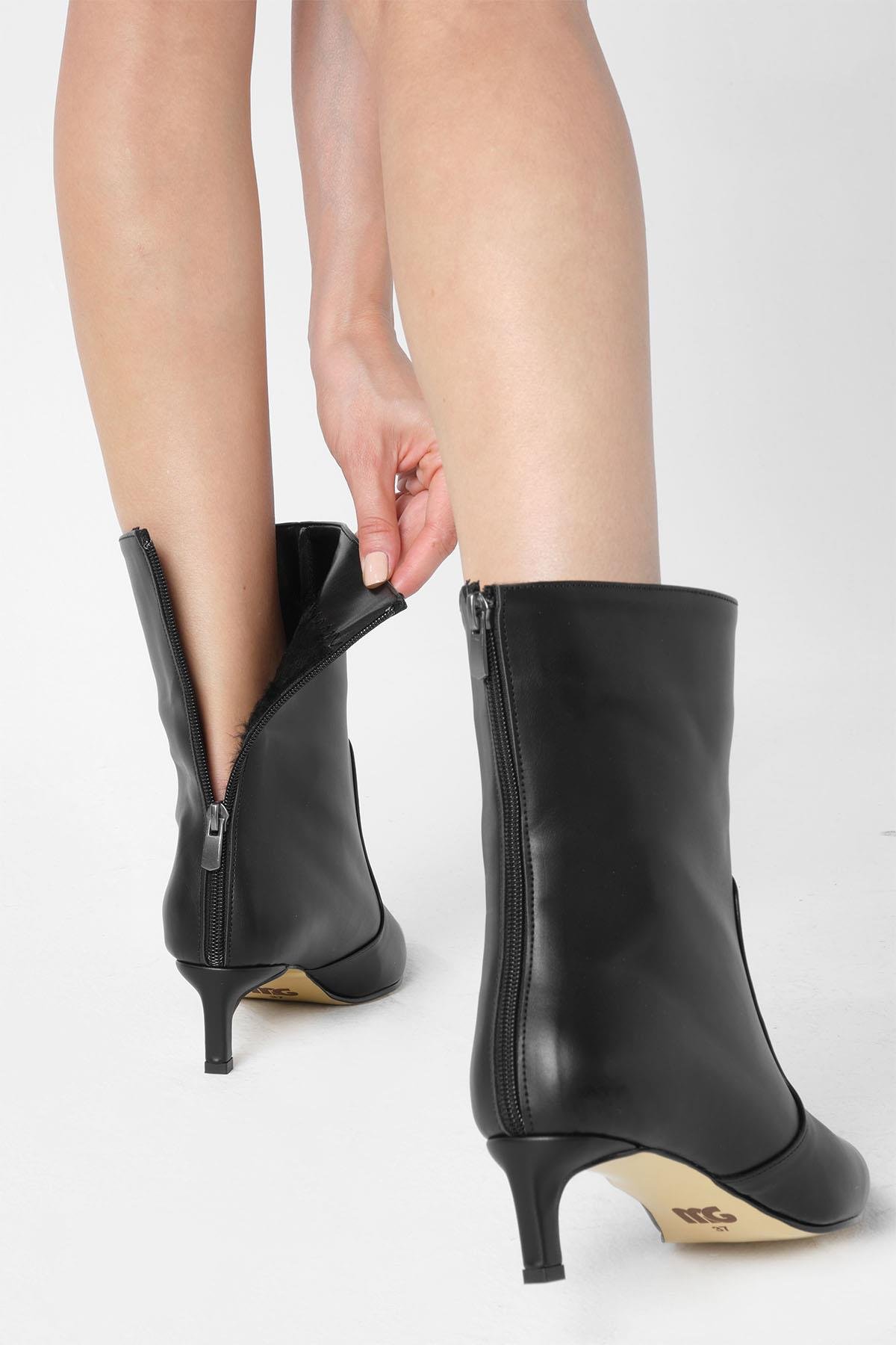 Mio Gusto Kahverengi Croco Detaylı İnce Topuklu Bot