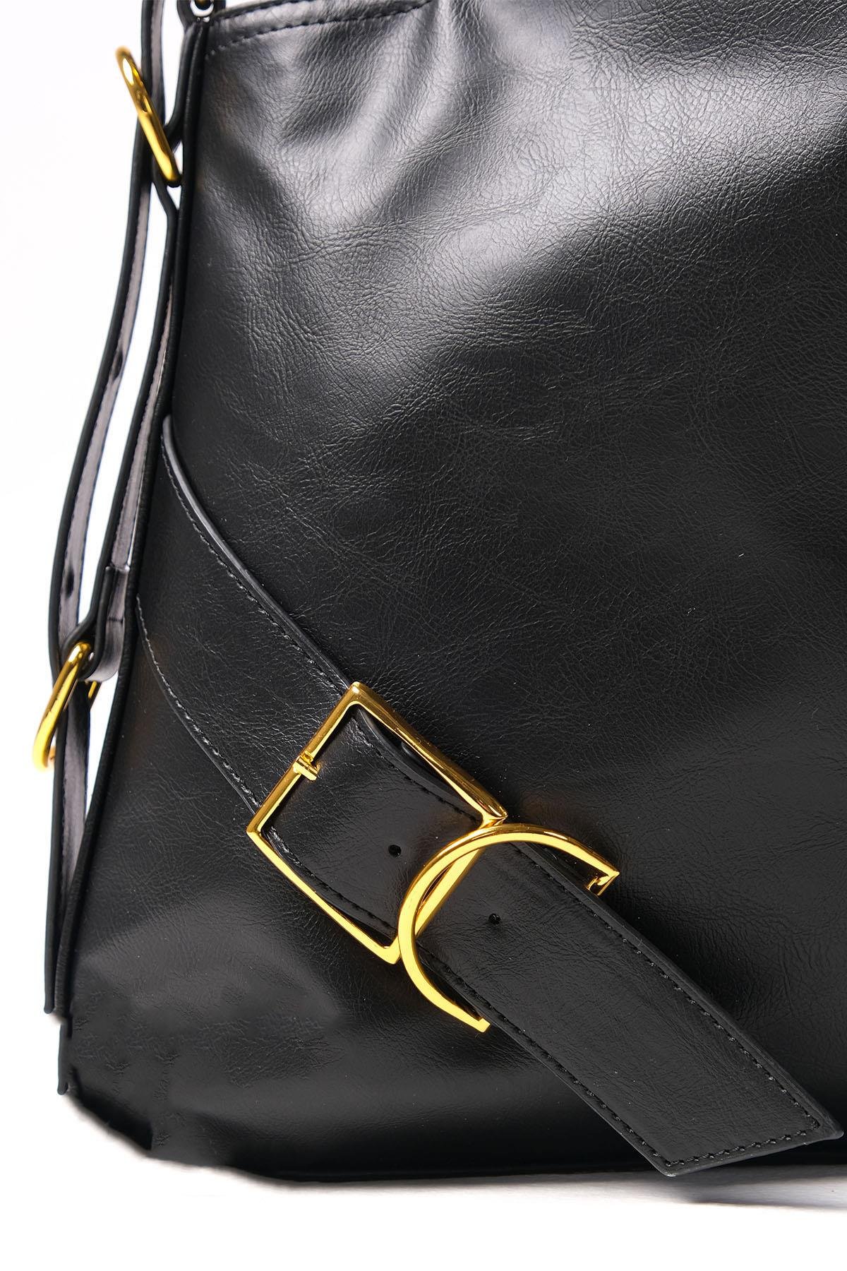 Mio Gusto Siyah Renk Kemer Detaylı Omuz Kadın Çanta Modelleri