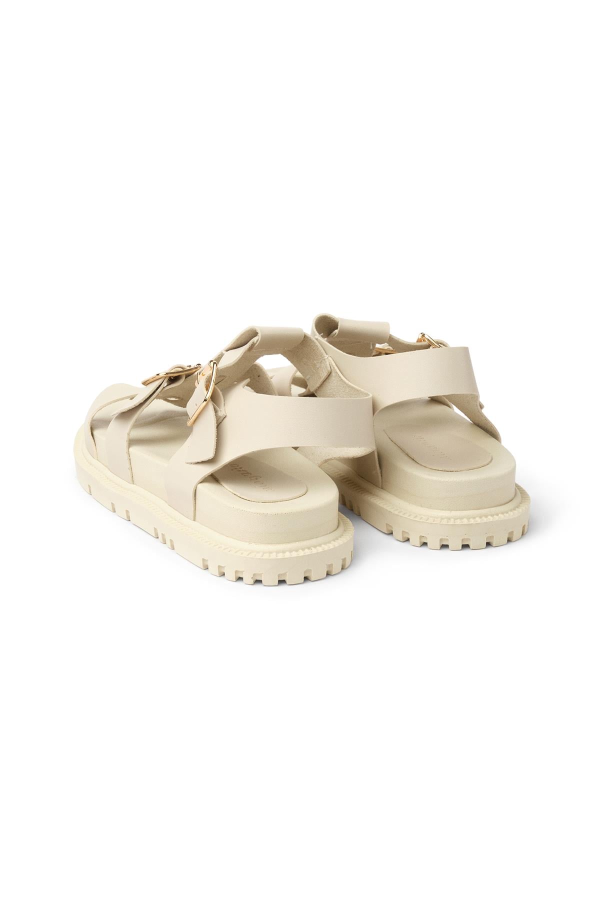Mio Gusto Trude Bej Renk Tokalı Kadın Sandalet Modelleri