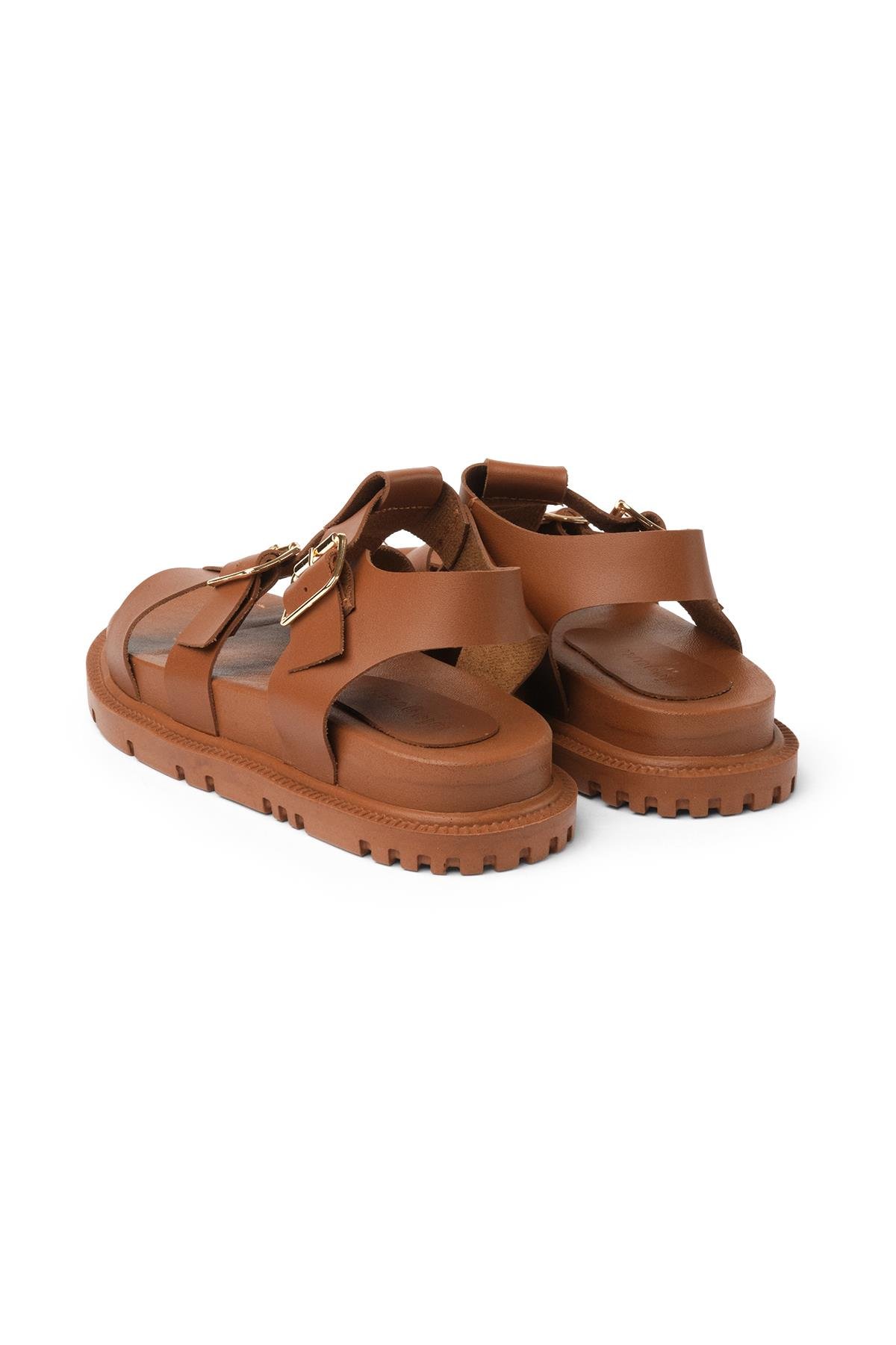 Mio Gusto Trude Taba Renk Tokalı Kadın Sandalet Modelleri