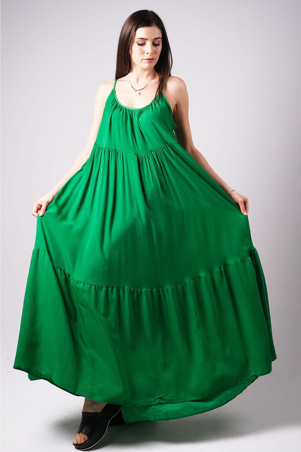 MIOROPA  Askılı Salaş Yeşil Elbise-Elbise ve Kombin-Mioropa-G0062GNK